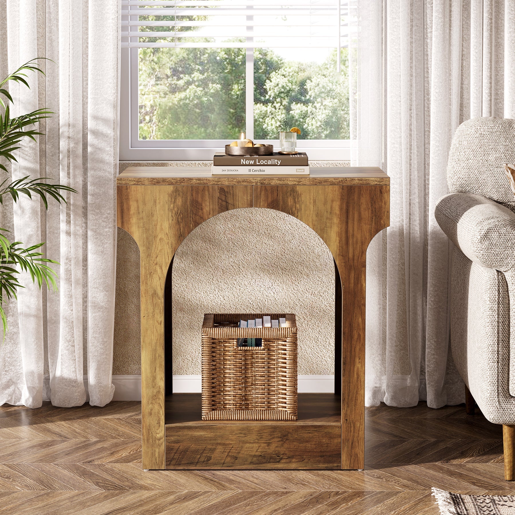 2-Tier Wood End Table with Storage Shelf - Modern Nightstand for Bedroom, Living Room, or Office - Perfect for Small Spaces & Home Organization
