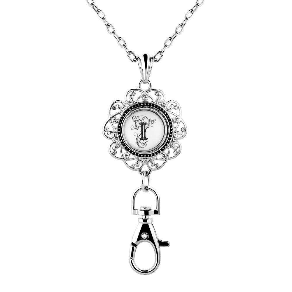 A-Z Initial Snap Button Lanyard - ID Badge Holder & Keychain for Office & Events