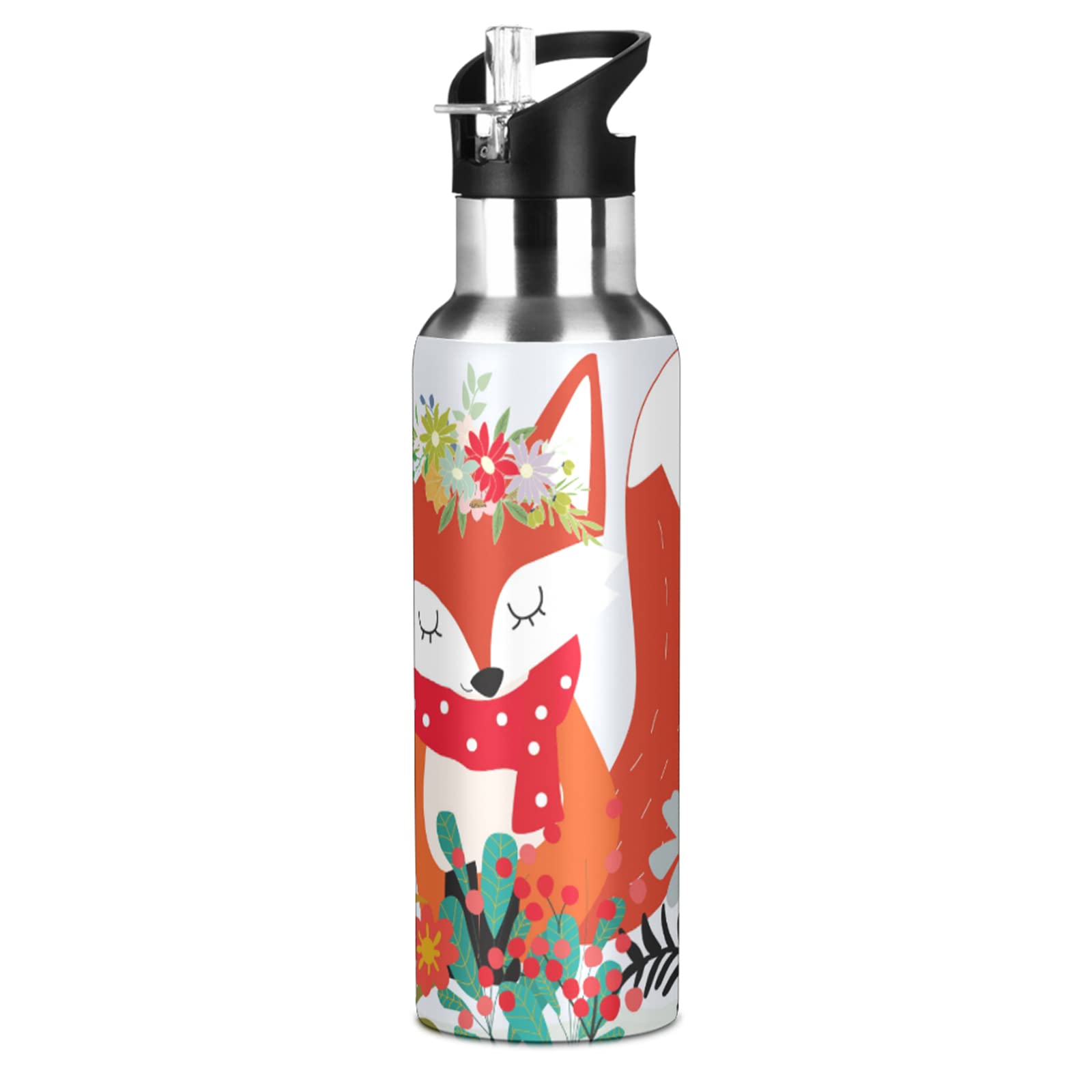 **Insulated Stainless Steel Water Bottle for Kids & Girls - 20oz Leak-Proof Thermos with Straw Lid - Keeps Drinks Hot/Cold for 24 Hours - Perfect for School, Sports, Gym & Outdoor Activities**