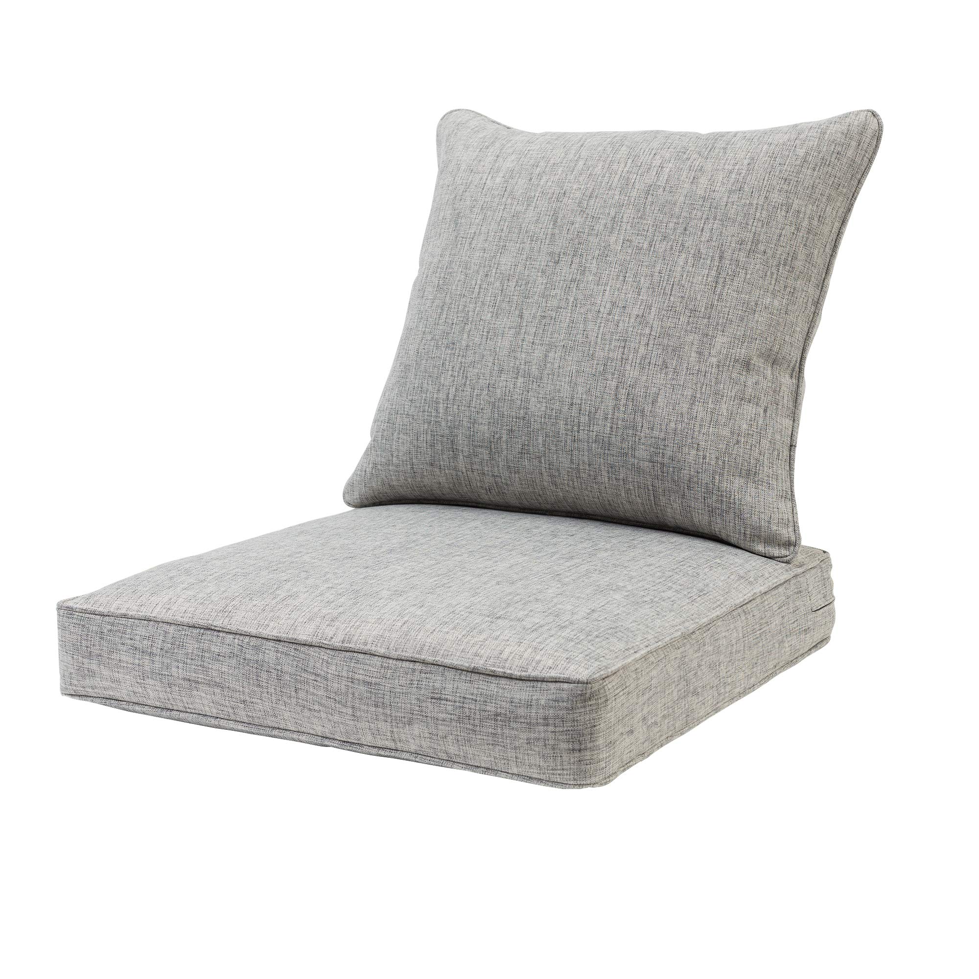 QILLOWAY All-Weather Outdoor Chair Cushion Set - Waterproof Patio Furniture Cushions for Garden, Deck, Poolside (Grey/Black) - Perfect for Lounging, Sunbathing & Outdoor Relaxation