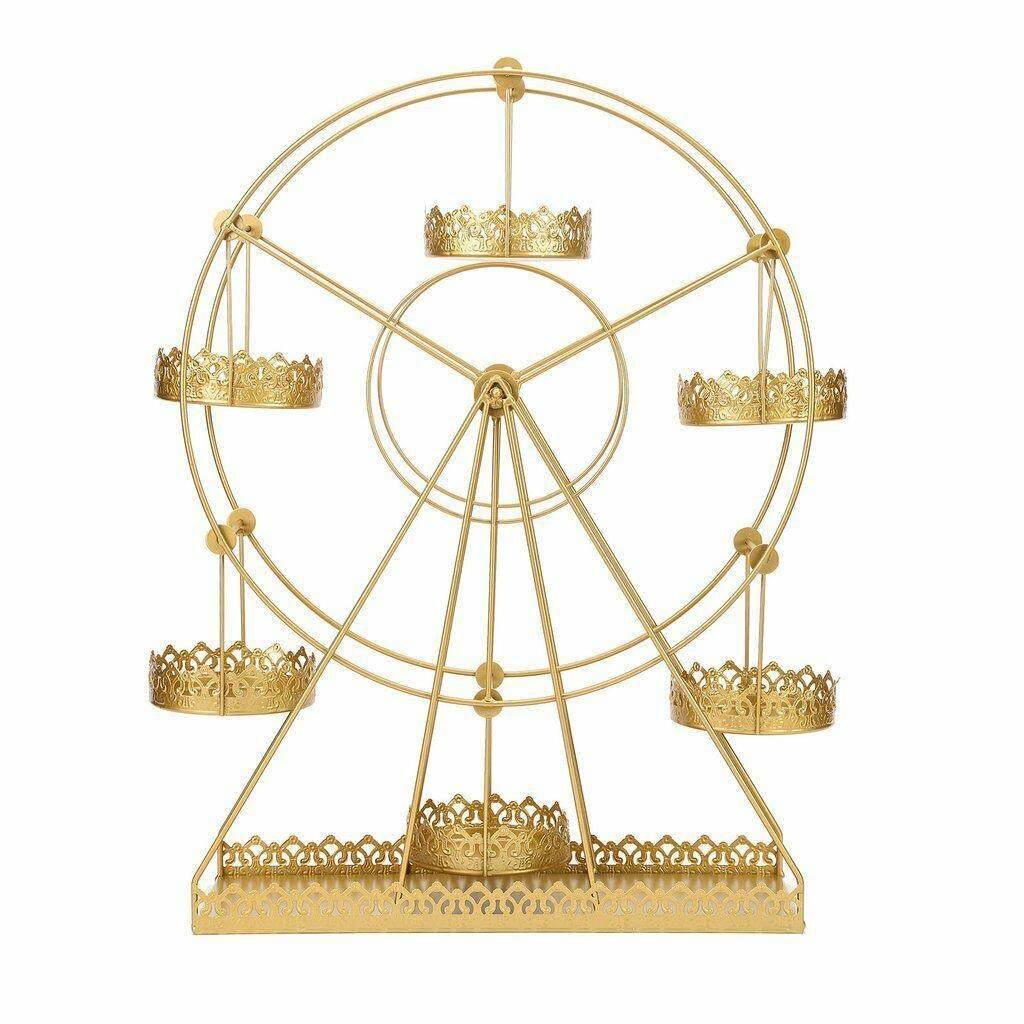 BebLP 23-Inch Gold Rotating Ferris Wheel Cupcake Stand - Elegant Wedding Cake Display, Dessert Holder for Parties & Events - Perfect for Birthday, Bridal Shower & Anniversary Decorations
