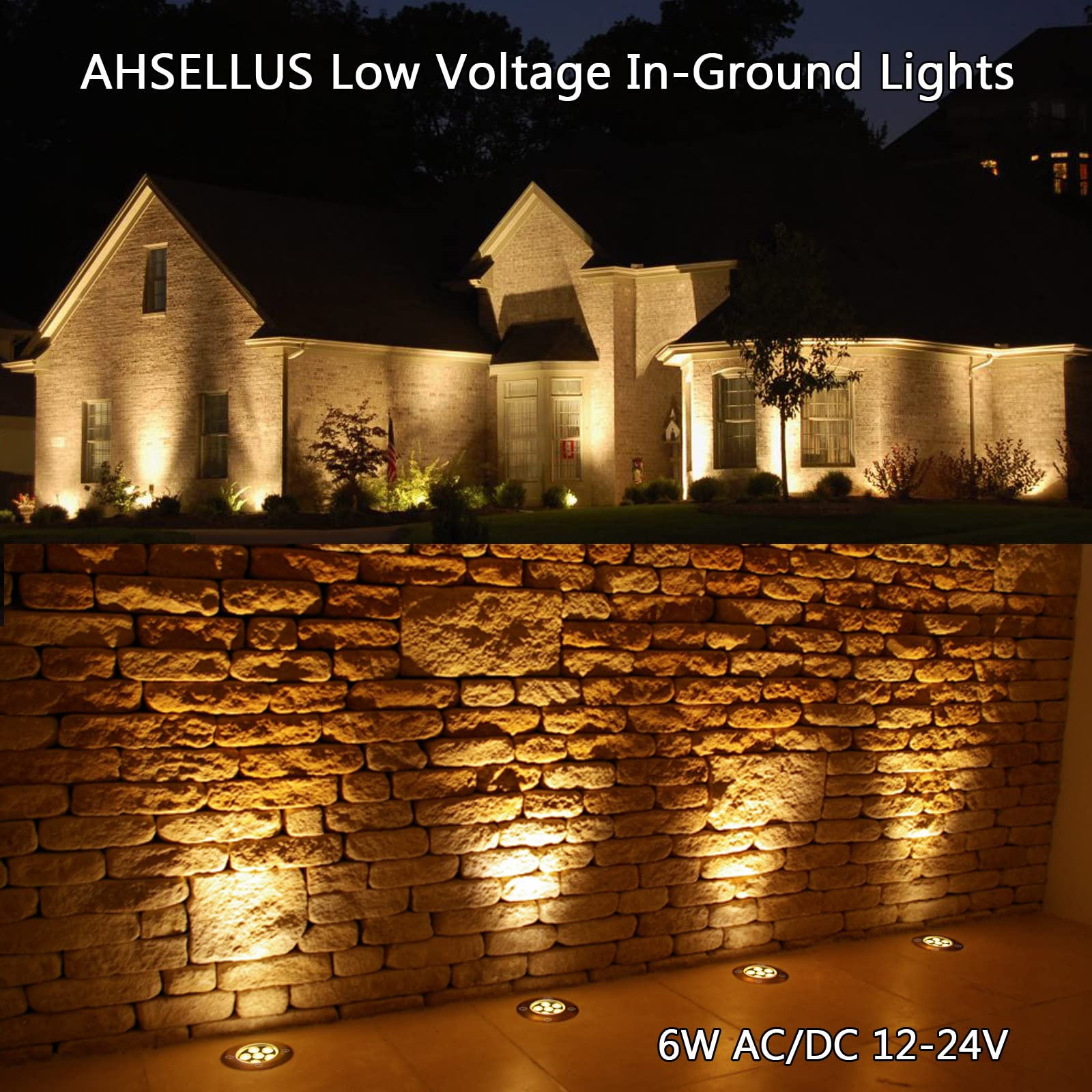 Low Voltage LED Landscape Lights 6W 12V-24V IP67 Waterproof for Driveway, Garden & Pathway - Warm White