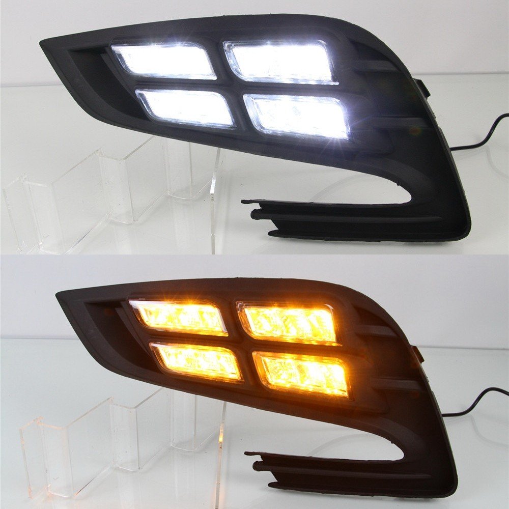 LED Daytime Running Lights Compatible for Buick Encore & Opel Mokka X (2016-2020) - 6000K White DRL Fog Lamps with Amber Turn Signals | Durable Front Bumper Lights for Enhanced Visibility & Safety in Day/Night Driving