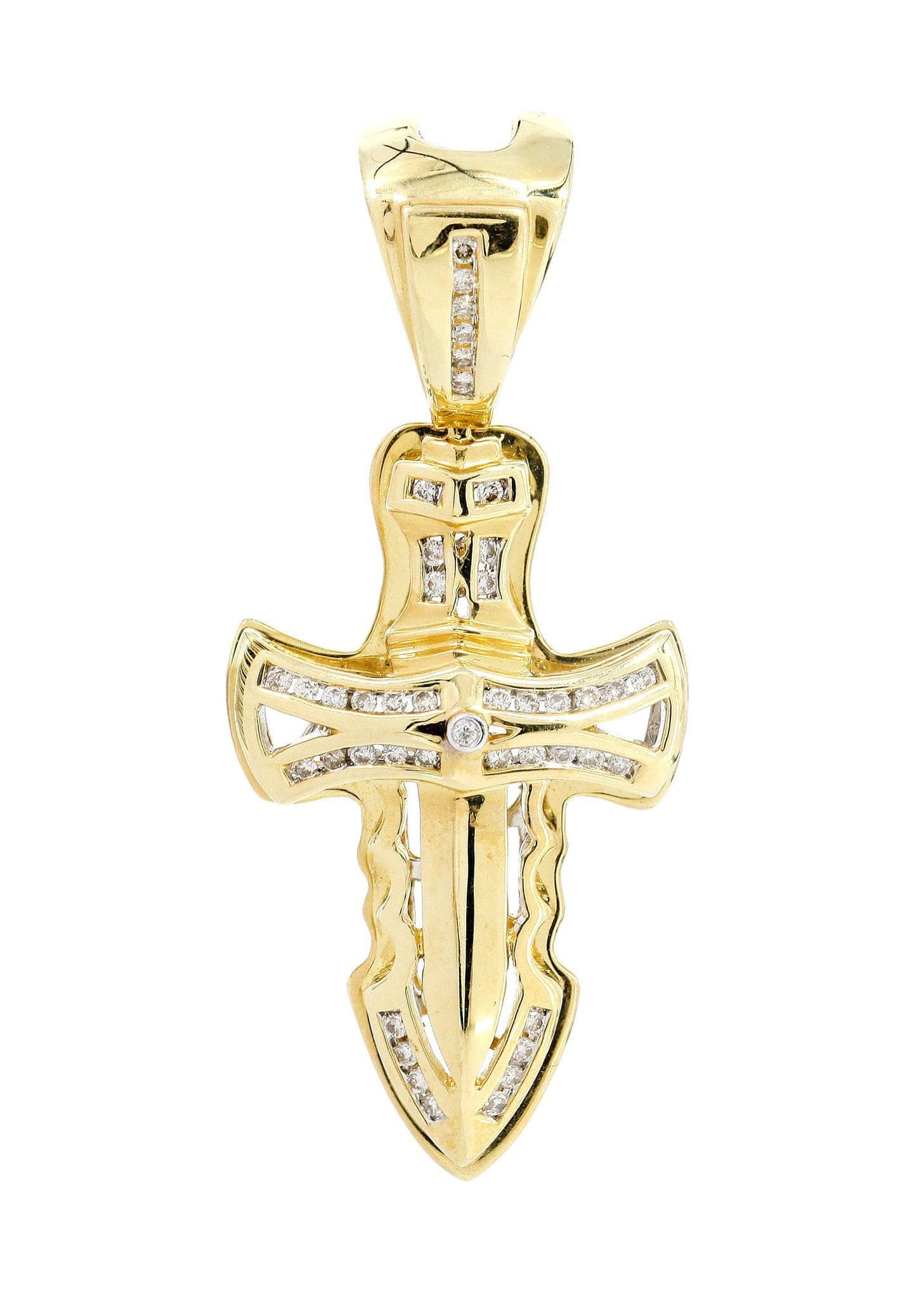 0.32 Carat Diamond Cross Pendant Necklace - 8.32 Grams Solid Gold Religious Jewelry for Women & Men - Perfect for Baptism, First Communion, Confirmation & Everyday Wear