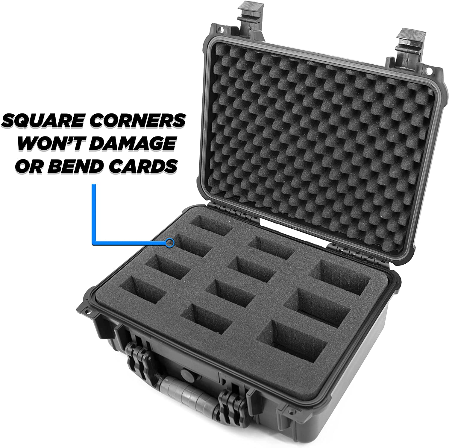 CASEMATIX 16 Waterproof Trading Card Storage Case - Holds 1500 Cards | Hard Shell Protective Box with Customizable Foam Interior | Compatible with MTG, Pokemon & Yu-Gi-Oh | Perfect for Collectors, Tournaments & Travel