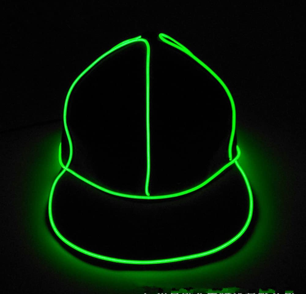 LED Light Up Baseball Cap - Unisex Hip Hop Party Hat with Luminous LED Lights for Adults (Green) - Perfect for Night Parties, Raves, Concerts & Festivals