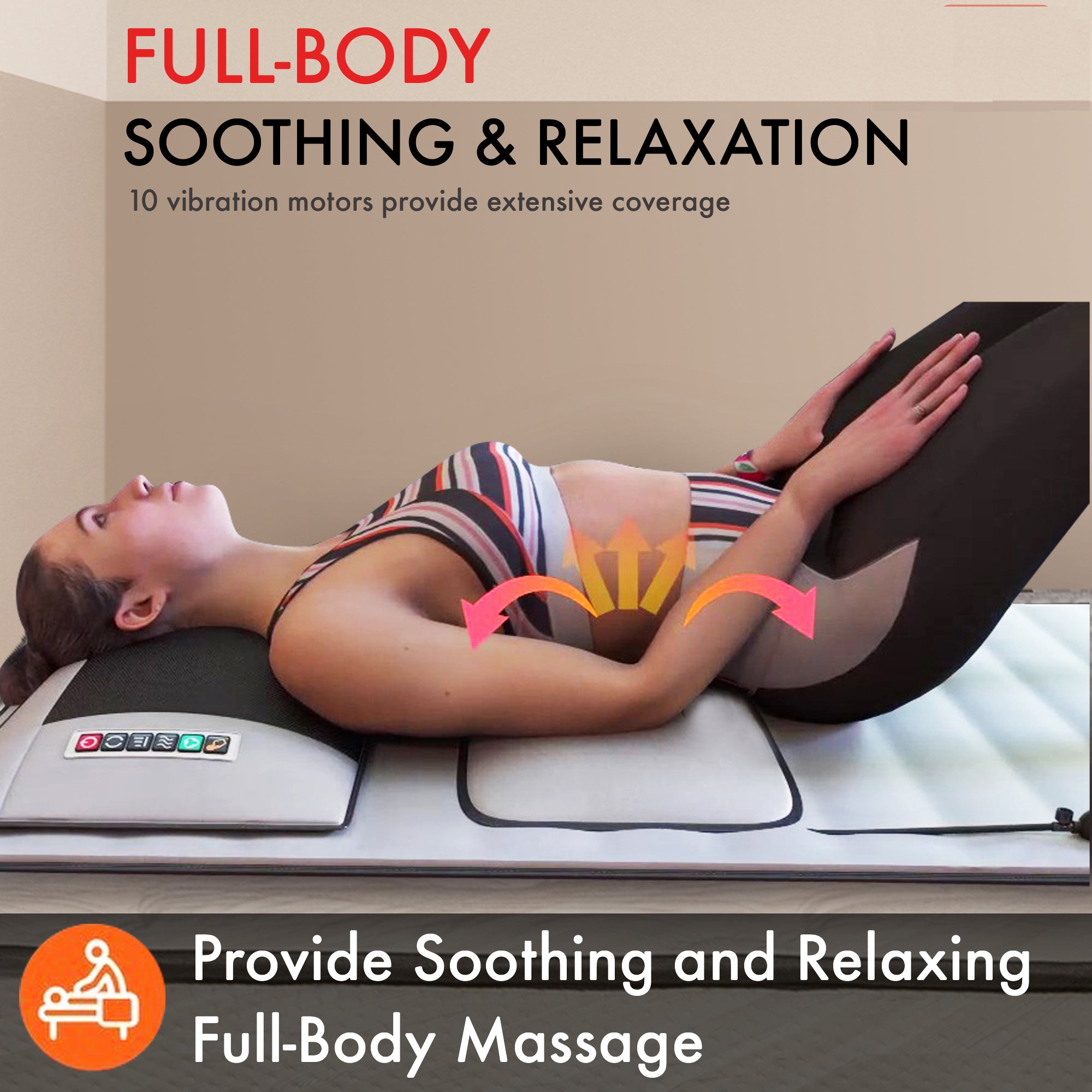 VibroSage Ergonomic Massage Cushion with Heat Therapy - 10-Point Vibration, Adjustable Neck Rollers - Grey - Perfect for Office, Home & Car Relaxation