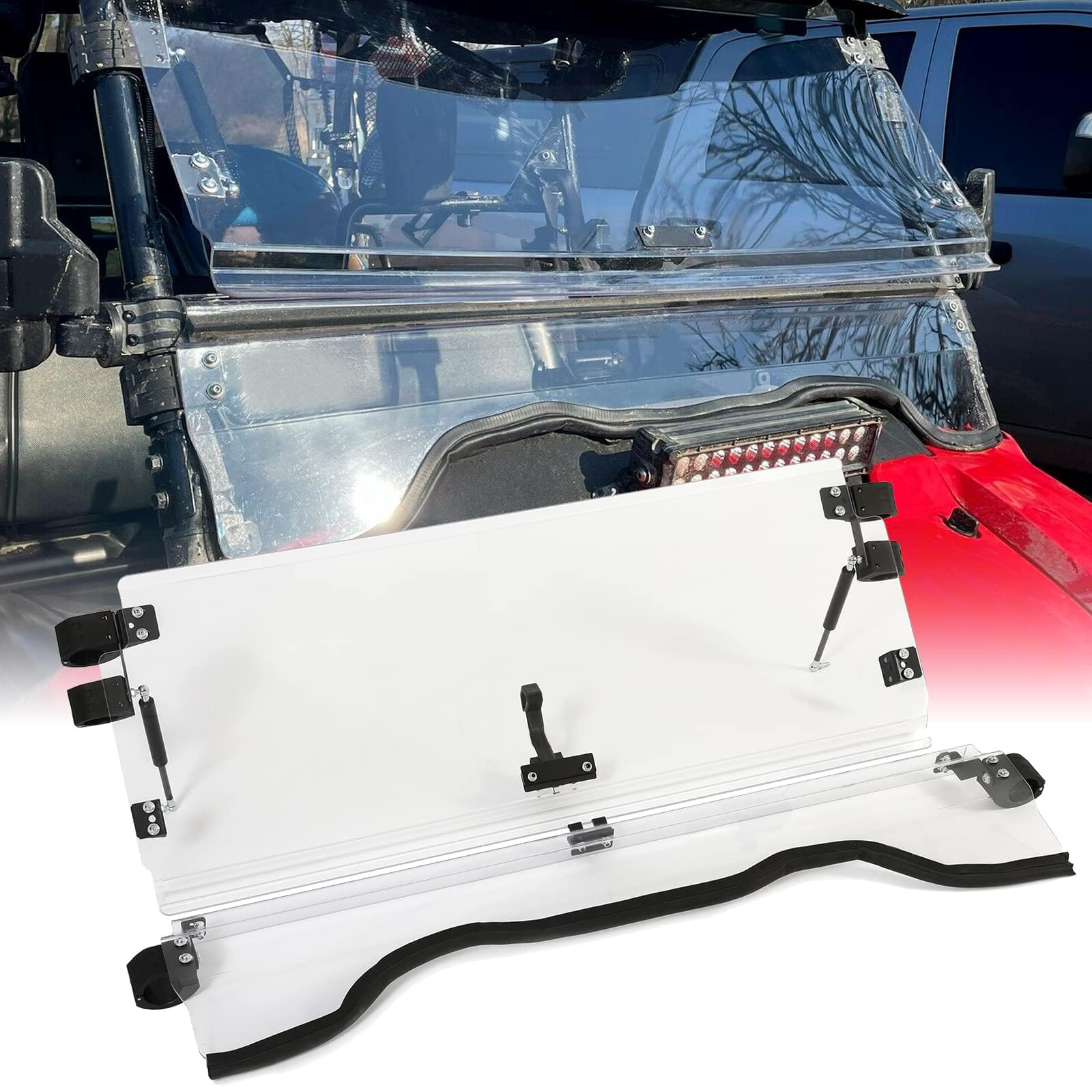 KUAFU Flip Clear Windshield for 2014-2025 Honda Pioneer 700 & 700-4 | Scratch-Resistant Polycarbonate Windshield | Perfect for Off-Roading, Hunting & Trail Riding