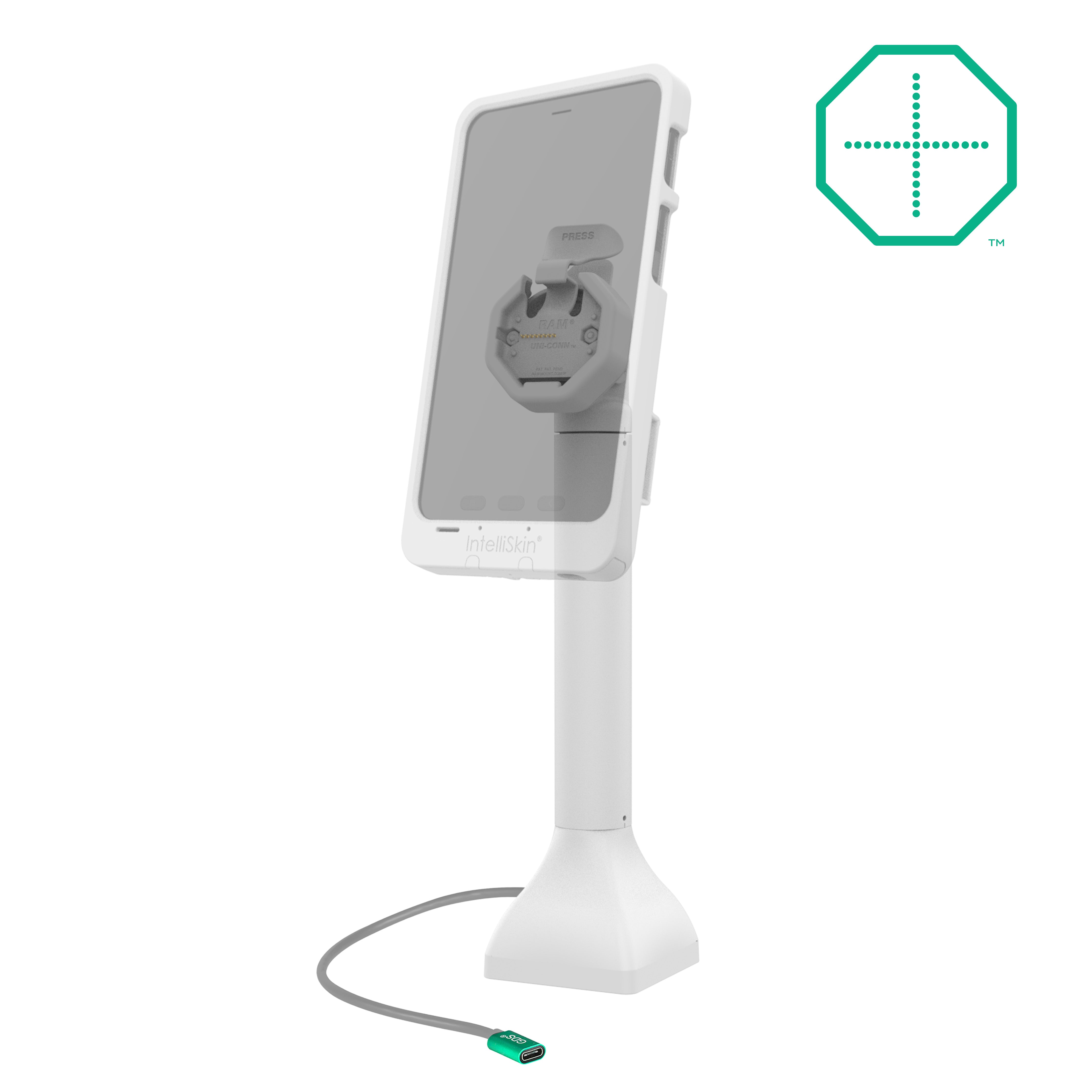 GDS® Uni Conn™ Powered 14 Pedestal Dock with USB-C Ports - Gray (RAM GDS DOCK D11 14 U3C GRY) - Perfect for Office Workstations, Home Desks & Multi-Device Charging Stations