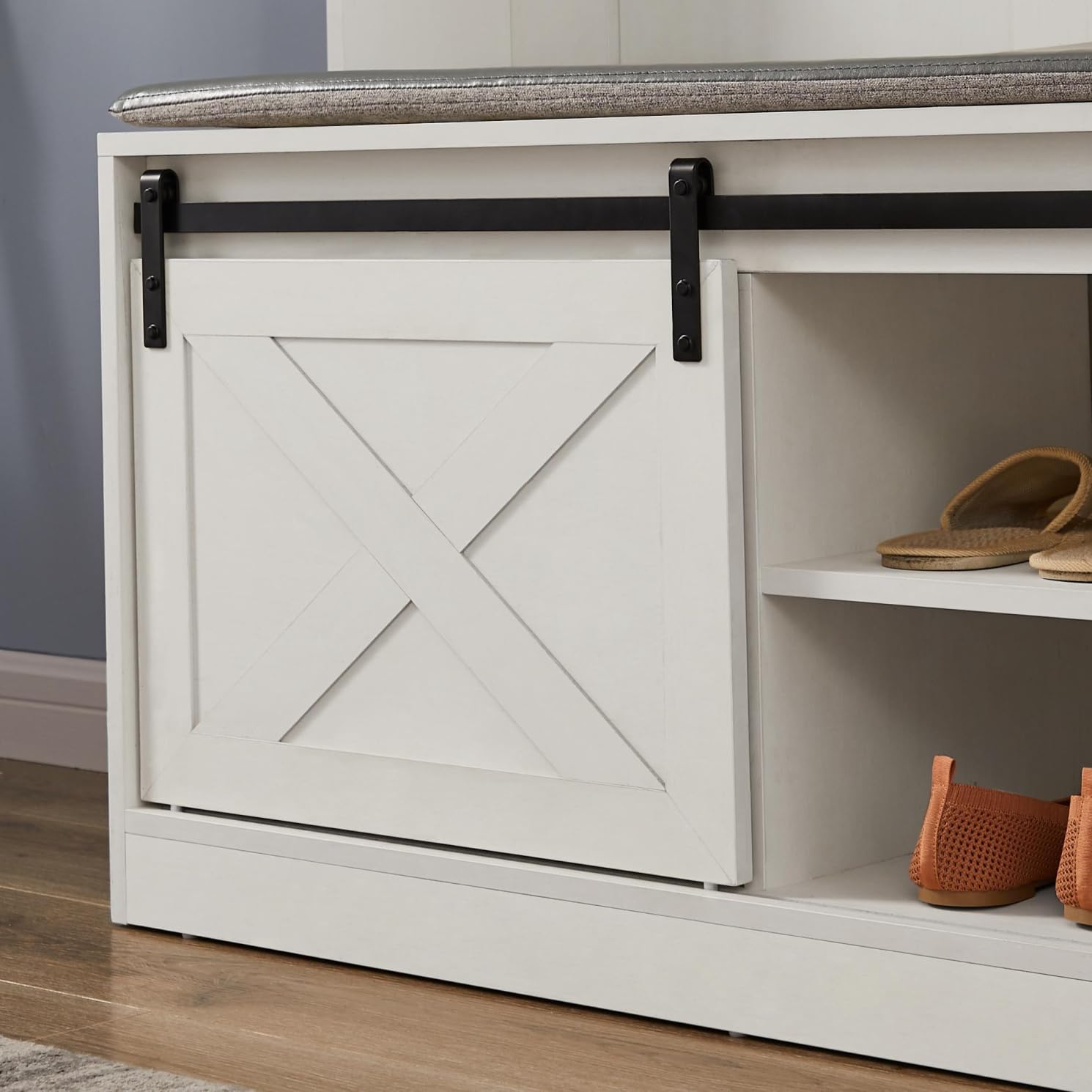 Multi-Functional Shoe Cubby Hall Tree with Bench, Coat Hooks & Storage Cabinet - Space-Saving Entryway Organizer for Mudroom, Living Room & Home Entry (Perfect for Shoes, Coats & Accessories Storage)