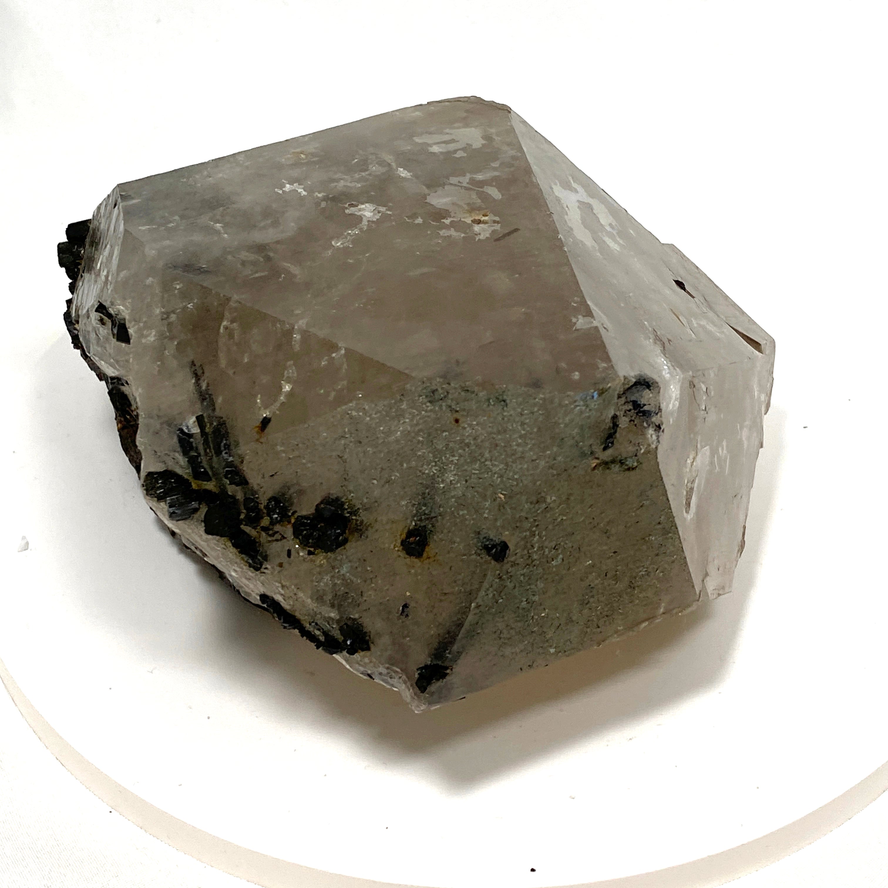 Natural Green Tourmaline in Smokey Quartz Large Healing Crystal - SQGT 01 for Meditation, Energy Work & Home Decor
