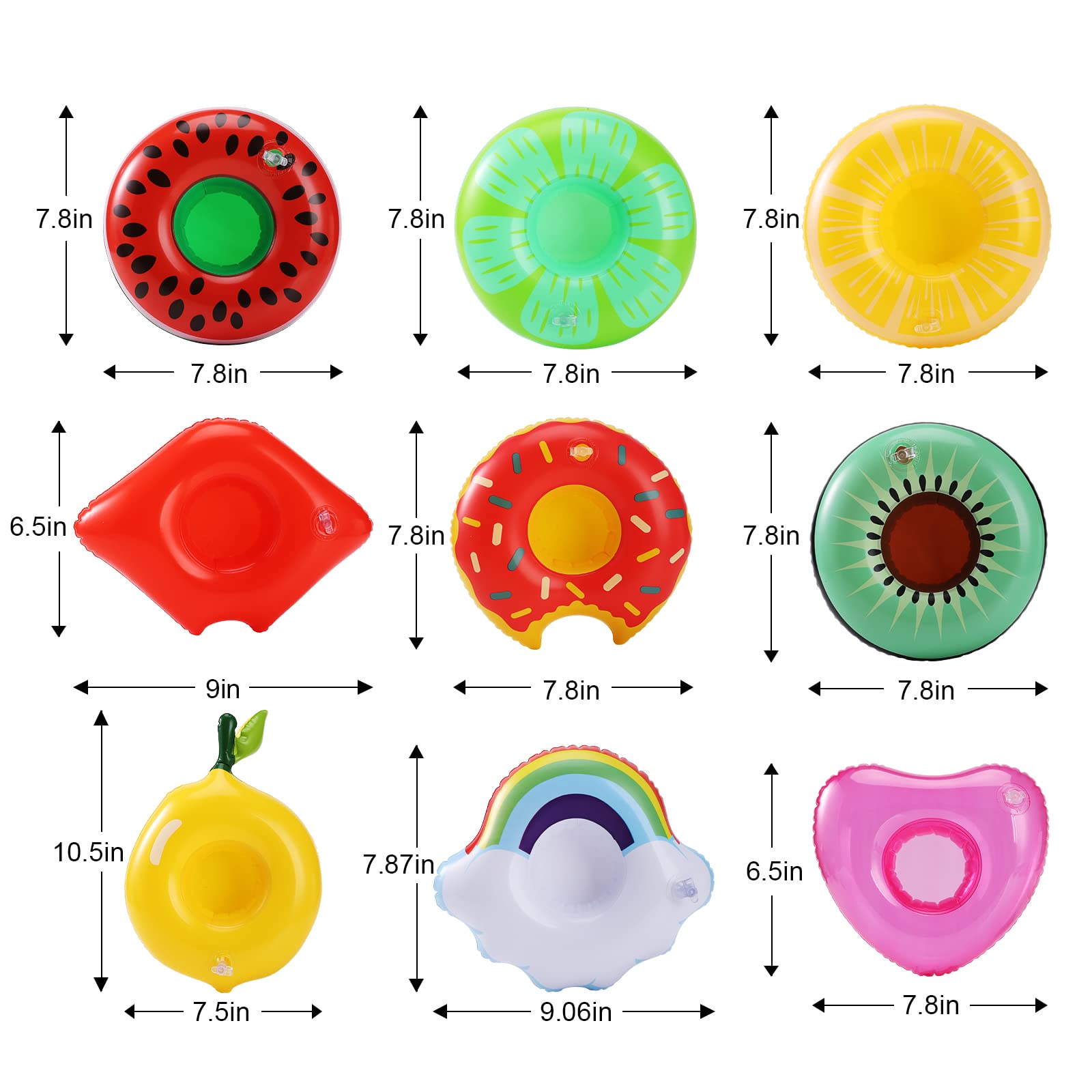 16 Pack Inflatable Pool Drink Holders - Floating Drink Floats for Pool Parties, Kids Water Toys - Perfect for Summer BBQs, Beach Trips & Backyard Fun