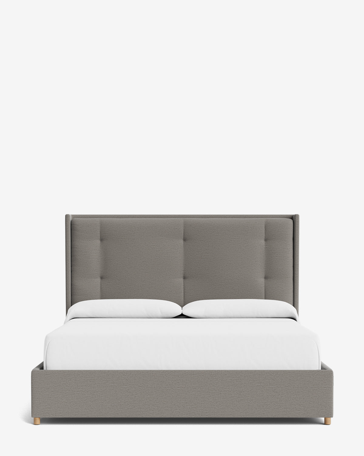 Luxury Ria Upholstered Bed Frame - Queen Size Platform Bed with Soft Fabric Headboard - Modern Bedroom Furniture for Master & Guest Rooms