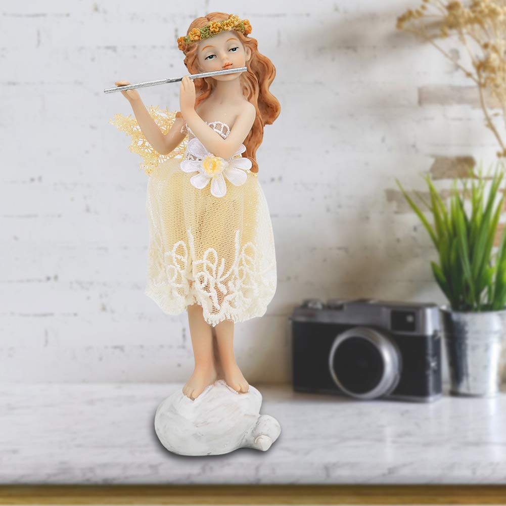Flower Fairy Playing Flute Figurine - Elegant Desk Decor for Home, Office & Party | Perfect Gift for Fairy Lovers & Home Decor Enthusiasts | Ideal for Bookshelf, Mantel & Wedding Centerpiece Decorations
