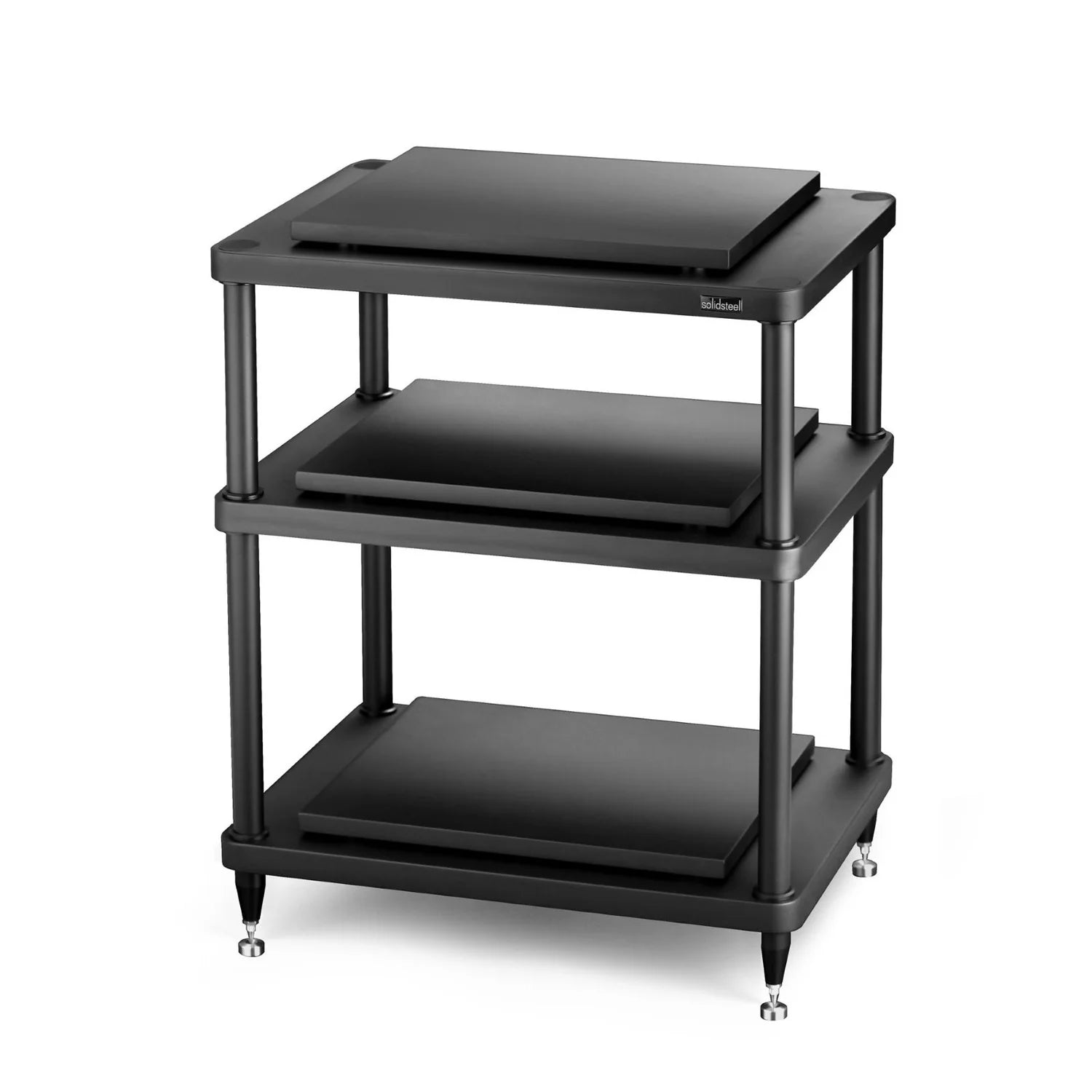 Premium Solidsteel S5 Series Audio Rack - High-End HiFi Equipment Stand for Turntables & Speakers (Black) - Perfect for Home Theater & Audiophile Setups