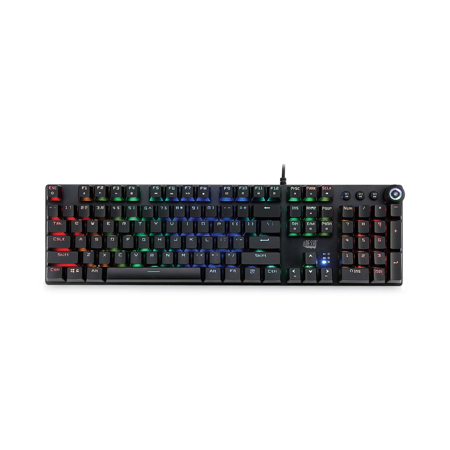 Adesso RGB Backlit Programmable Mechanical Gaming Keyboard - 108 Keys with Detachable Magnetic Wrist Rest - Cherry MX Switches - Anti-Ghosting - for PC/Mac Gamers - Perfect for FPS, MOBA & Esports Gaming