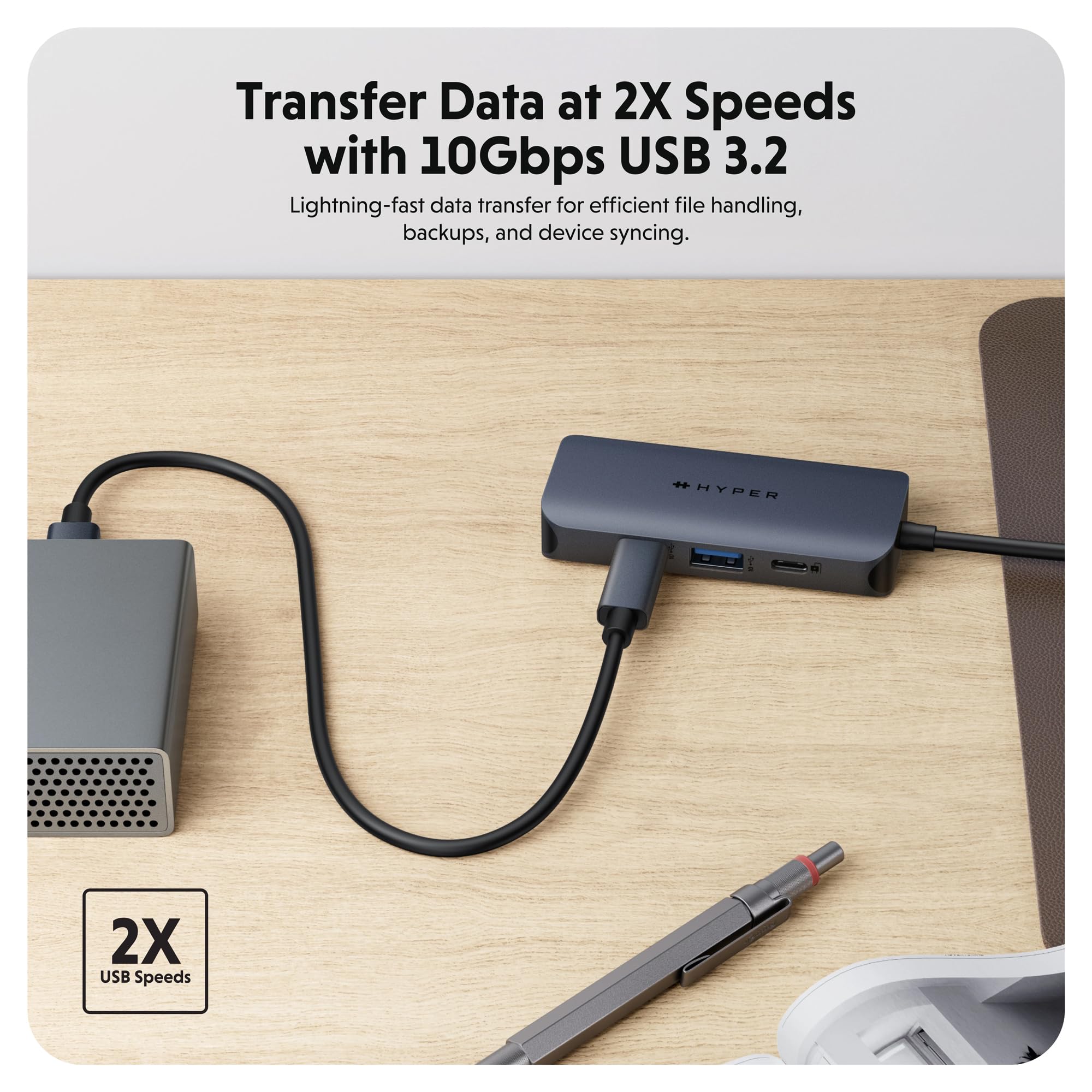 HyperDrive Next 4-Port USB C Hub for MacBook, Windows PC & Chromebook - 4K 60Hz HDMI, 2x USB-A 3.0, 10Gbps USB-C Data Port, 100W Power Delivery - Perfect for Home Office, Remote Work & Multi-Monitor Setup