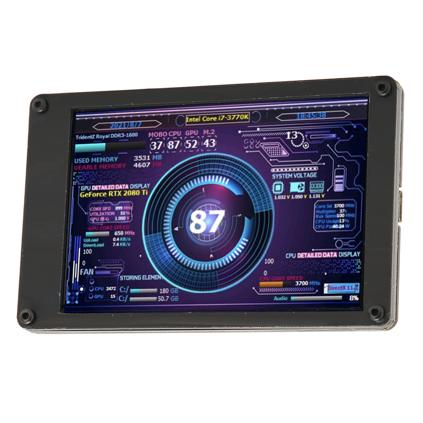 3.5 Inch USB Mini PC Temperature Monitor - Real-Time CPU/GPU Temp Display with Data Screen for Gaming PC & Workstation | Perfect for Overclocking, Streaming & System Monitoring