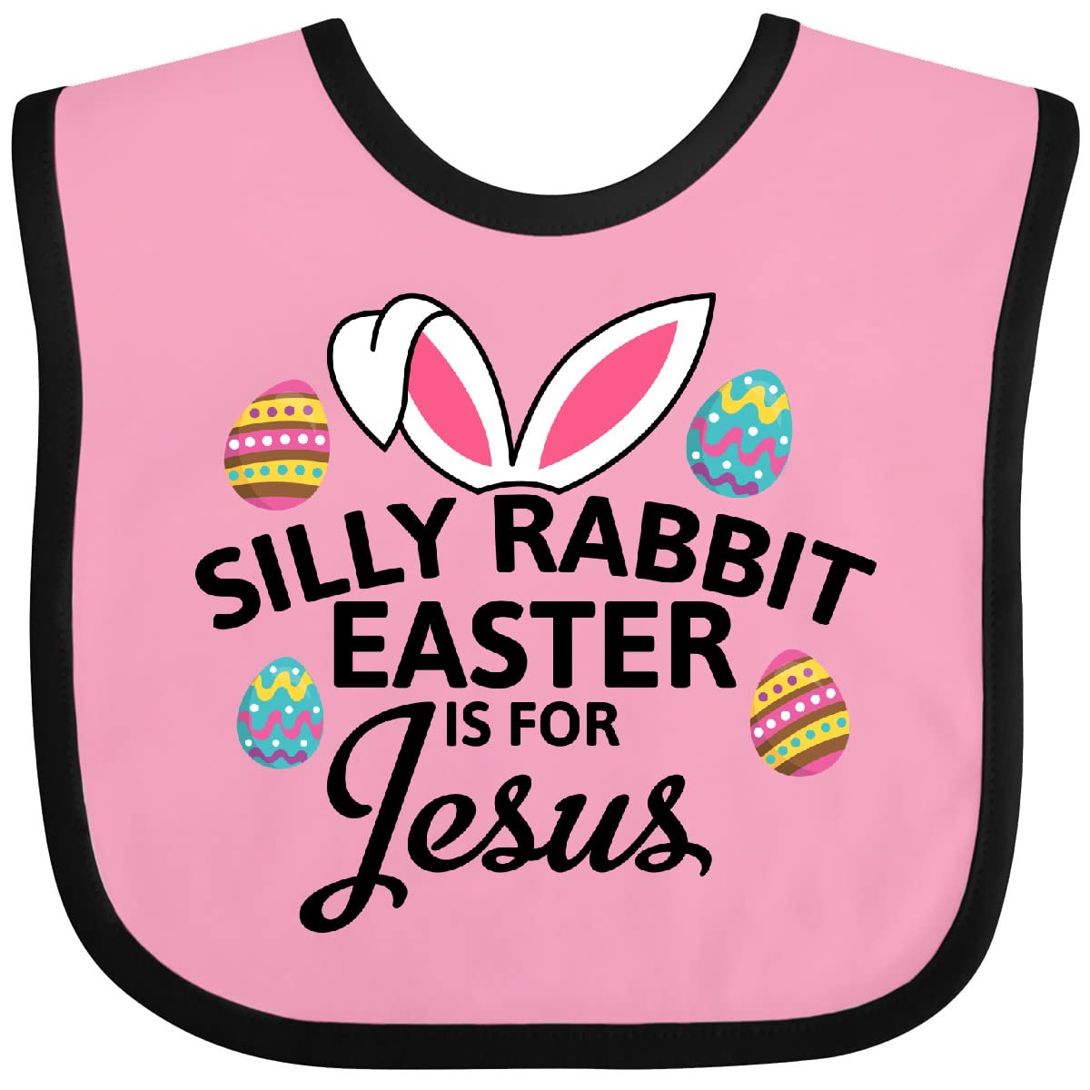 Inktastic Silly Rabbit Easter Is for Jesus Baby Bib - Cute Bunny Head Design for Easter Sunday, Church, and Family Celebrations
