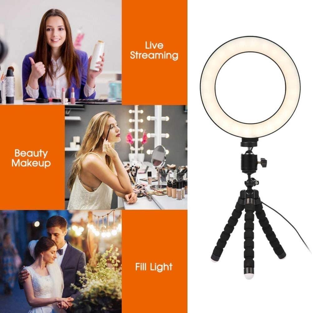 16cm Ring Light with Stand - LED Beauty Fill Light for Phone, Computer, Makeup, Jewelry & Food Photography - Perfect for Live Streaming, YouTube Videos & TikTok Content