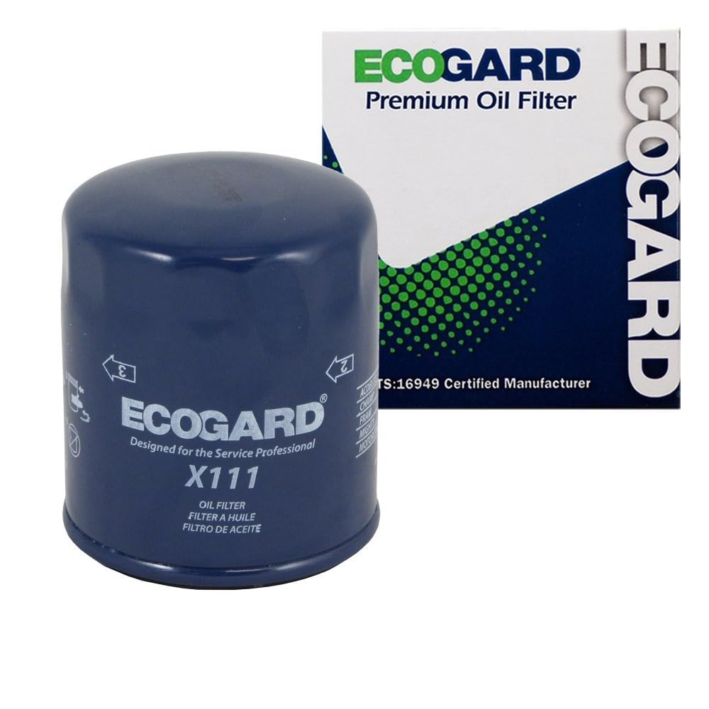 ECOGARD X111 Premium Spin-On Engine Oil Filter - Compatible with Chevrolet Silverado 1500 4.3L (2002-2013), Equinox 3.4L (2005-2009), S10 2.2L (1994-2003), Impala 3.4L (2000-2005) - For Conventional Oil - Perfect for Regular Oil Changes & Engine Protection