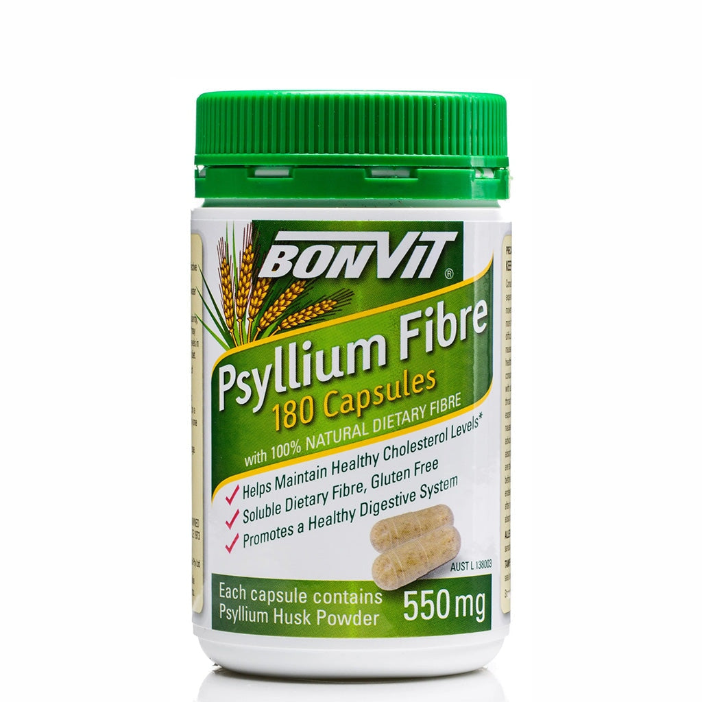 Bonvit Psyllium Fiber 550mg Capsules | Natural Dietary Supplement for Digestive Health & Weight Management | Supports Gut Health & Regularity | Ideal for Keto, Paleo & Vegan Diets