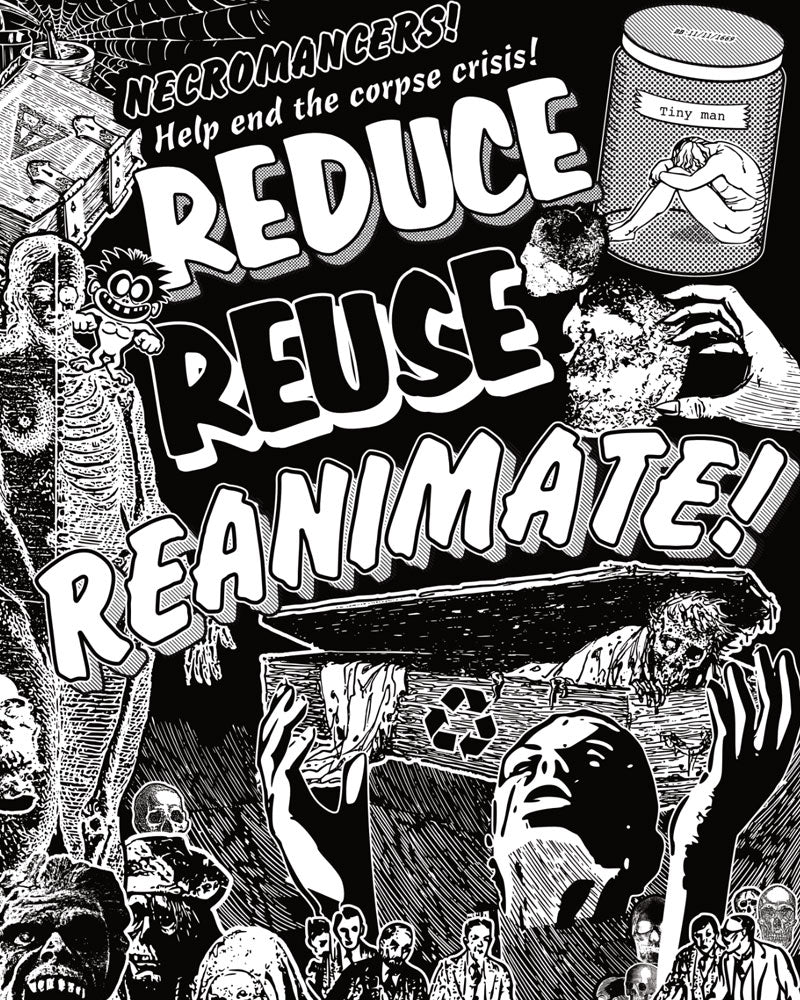 Eco-Friendly Reduce Reuse Reanimate Risograph Art Print 11x14 Inches - Perfect for Home Decor, Office Wall Art & Sustainable Gifting
