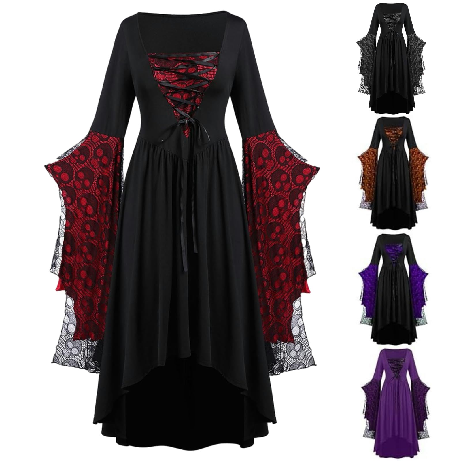 2024 Plus Size Renaissance Lace Halloween Costume for Women - Elegant Gothic Corset Ball Gown Dress for Halloween Party, Cosplay & Medieval Theme Events