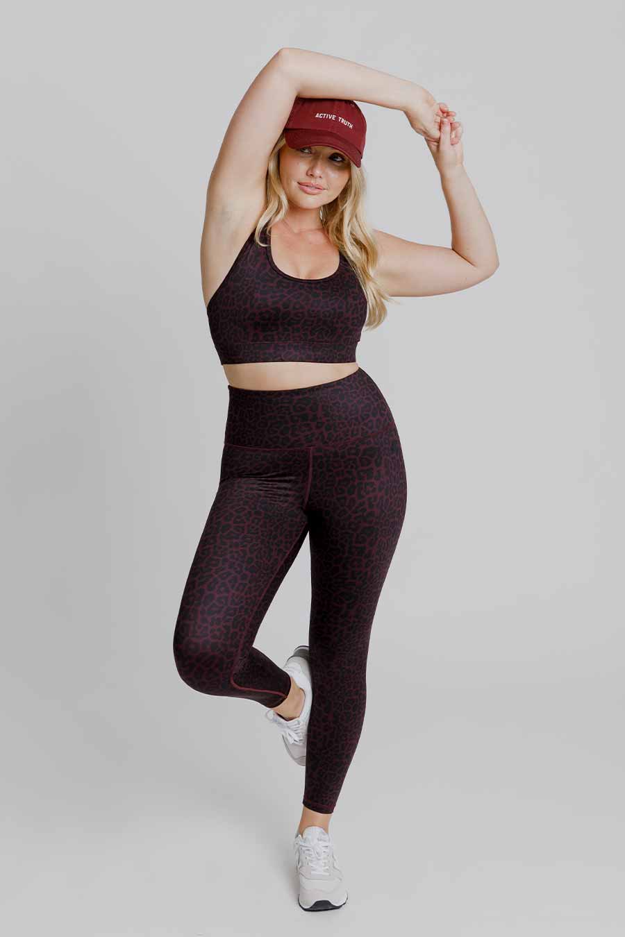 High Waist Workout Leggings for Women - Wine Leopard Print - Stretchy & Comfortable Yoga Pants for Running, Gym & Everyday Wear
