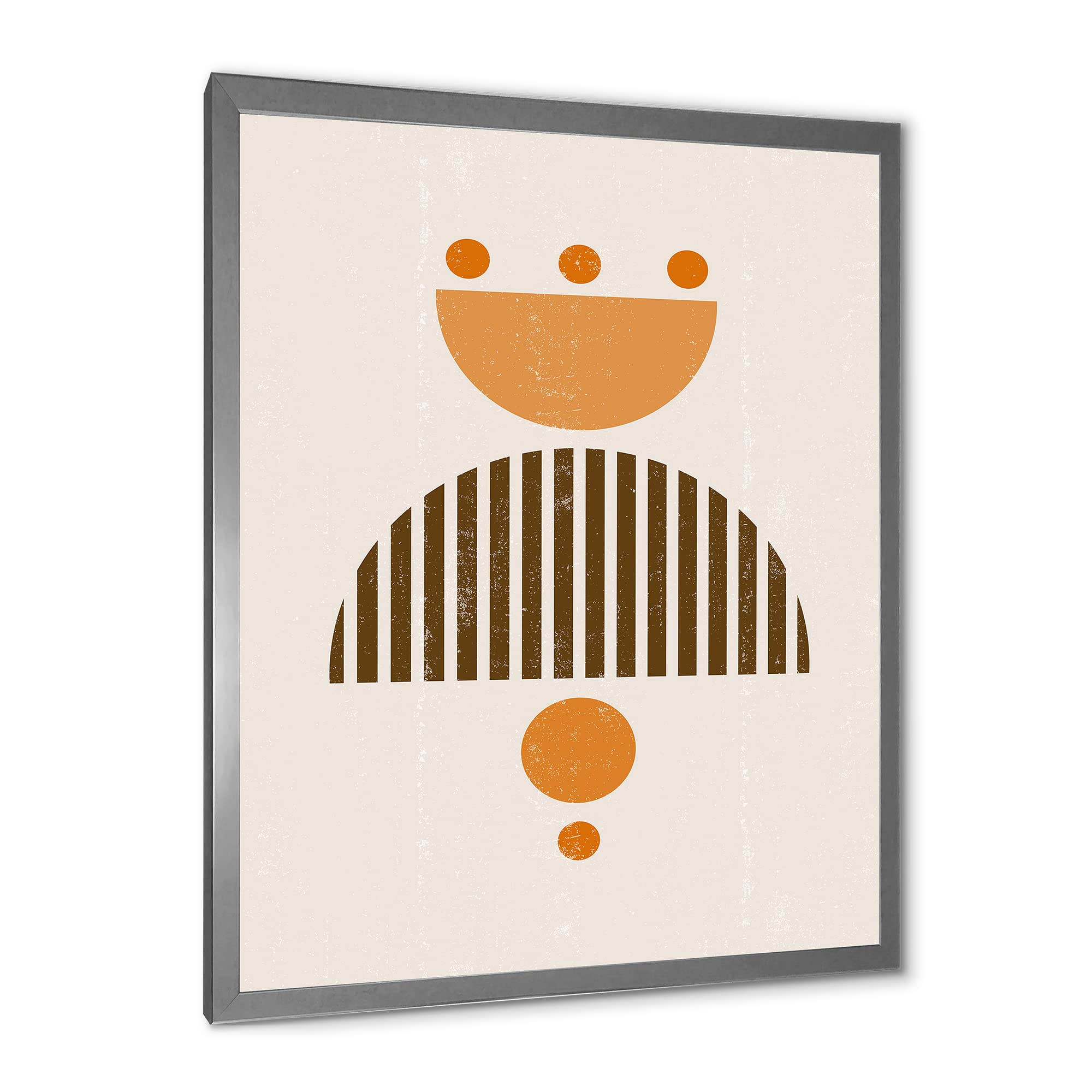 Abstract Minimal Sun and Moon Wall Art in Earth Tones - Modern Framed Canvas Print for Living Room, Bedroom & Office Decor