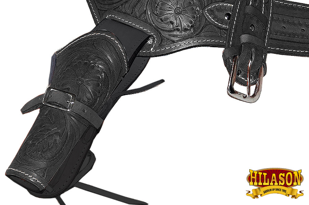 Hilason 34-Inch Western Right Hand Gun Holster Rig for .22 Cal - Genuine Leather Cowboy Belt | Perfect for Cowboy Action Shooting & Reenactments