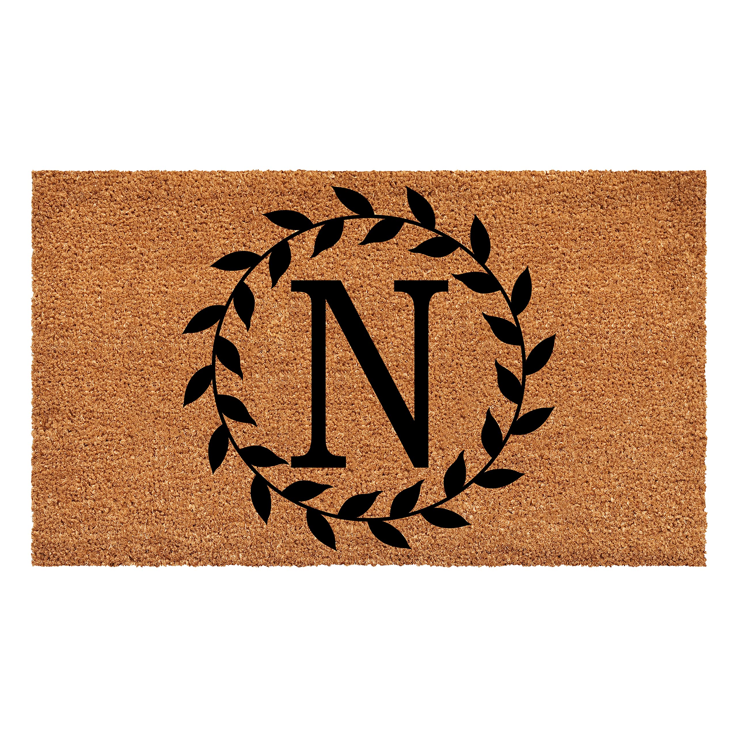 Calloway Mills Laurel Wreath Doormat - 30x48 Inch Monogrammed Welcome Mat with Letter N - Perfect for Front Door Entryway, Porch Decor & Holiday Home Decor