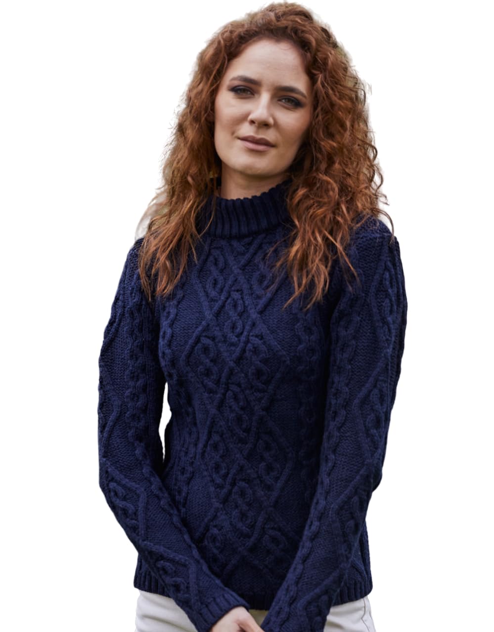 SAOL Women's Irish Cable Knit Wool Sweater - Warm Winter Pullover for Casual Outfits & Cozy Home Wear