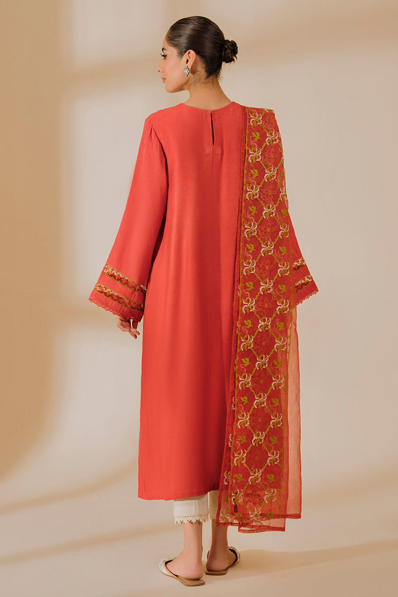 Elegant Cinnabar 2PC Set (Shirt & Dupatta) for Women - Traditional Indian Ethnic Wear for Festivals, Weddings & Special Occasions