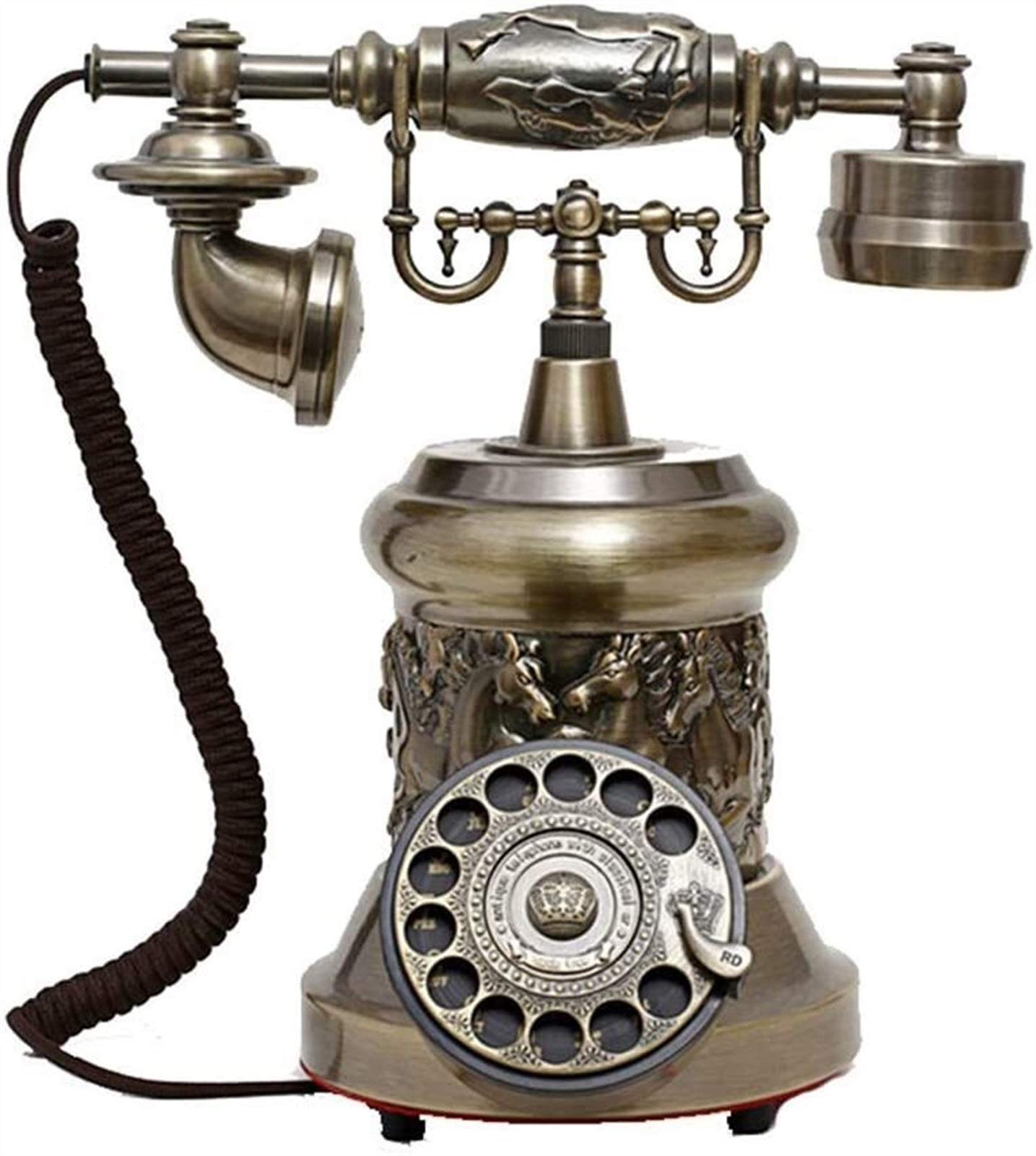 Vintage Rotary Landline Phone - Retro Antique Home Telephone for Living Room, Study & Office Decor - Old Fashioned Corded Desk Phone (Style 2) - Perfect for Vintage Themed Rooms, Classic Home Décor & Nostalgic Gift Ideas