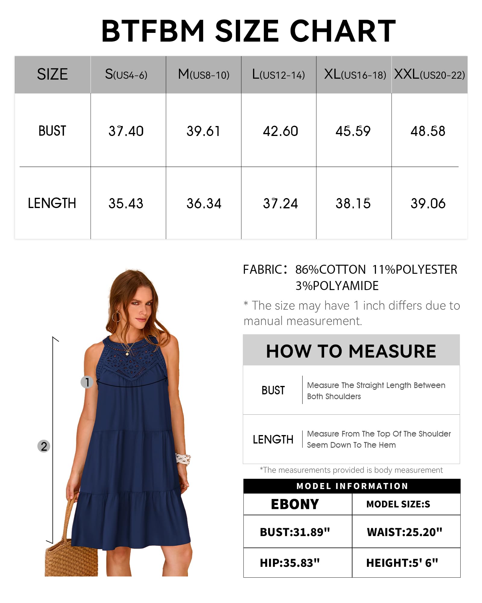 BTFBM Women's Summer Halter Dress - Sleeveless A-Line Tiered Swing Mini Sundress for Beach, Vacation & Casual Wear | Spring 2025 Fashion Trend | Perfect for Pool Parties, Tropical Getaways & Summer Outings