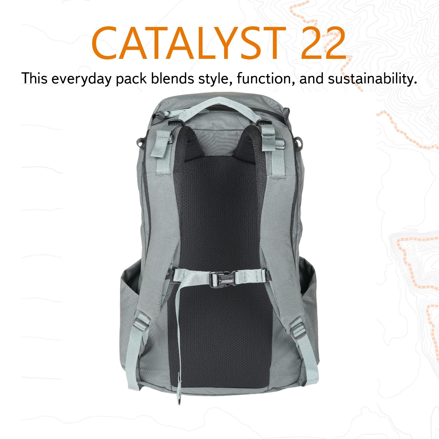 Mystery Ranch Catalyst 22L Travel Backpack with Tech Pocket - Water-Resistant Daypack for Commuting, Hiking & Business Travel - Durable Laptop Backpack for Men & Women in Mineral Gray