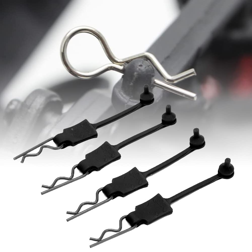4PCS 1/10 RC Car Body Clips - Durable Shell Bolt Pins for ARRMA Axial SCX10 Redcat GEN8 RC Models - Black Replacement Parts for Off-Road Racing & Crawling Adventures