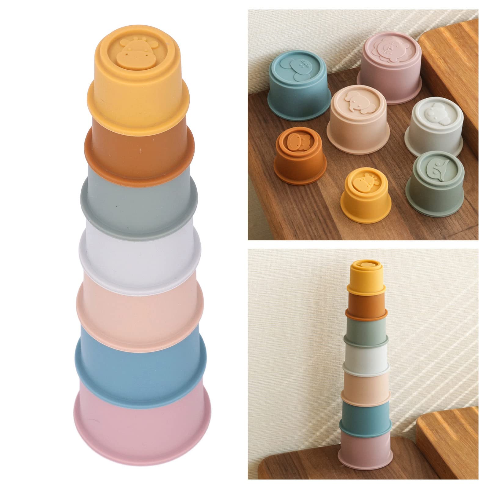 7 Pcs Baby Stacking Toys - Colorful Stackable Cups for Infants & Toddlers | Early Learning, Bath Time & Sensory Play
