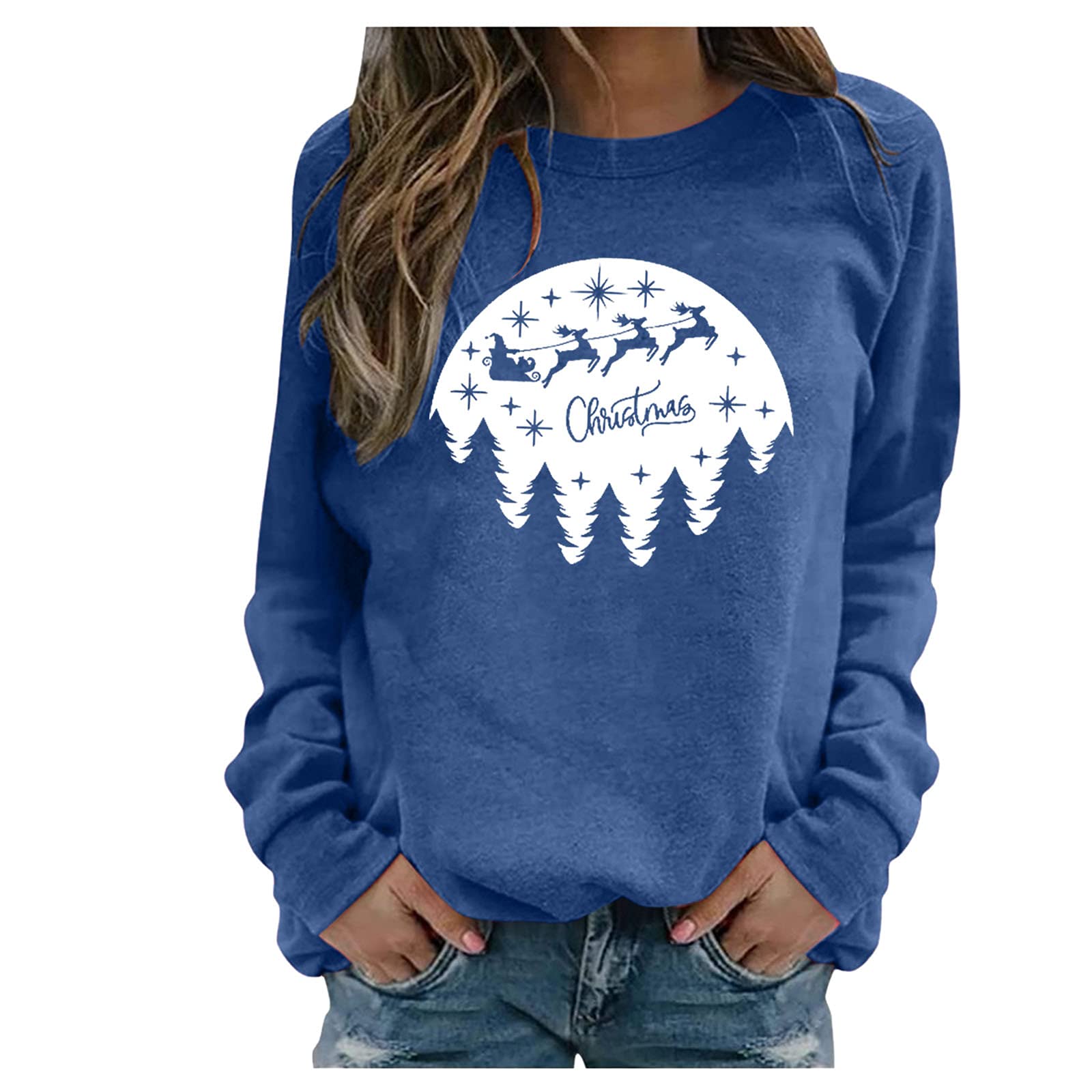 Women's Long Sleeve Crewneck Pullover Sweatshirt - Floral Print Casual Blouse Top for Women | Perfect for Office Wear, Weekend Outfits & Layering in Fall/Winter