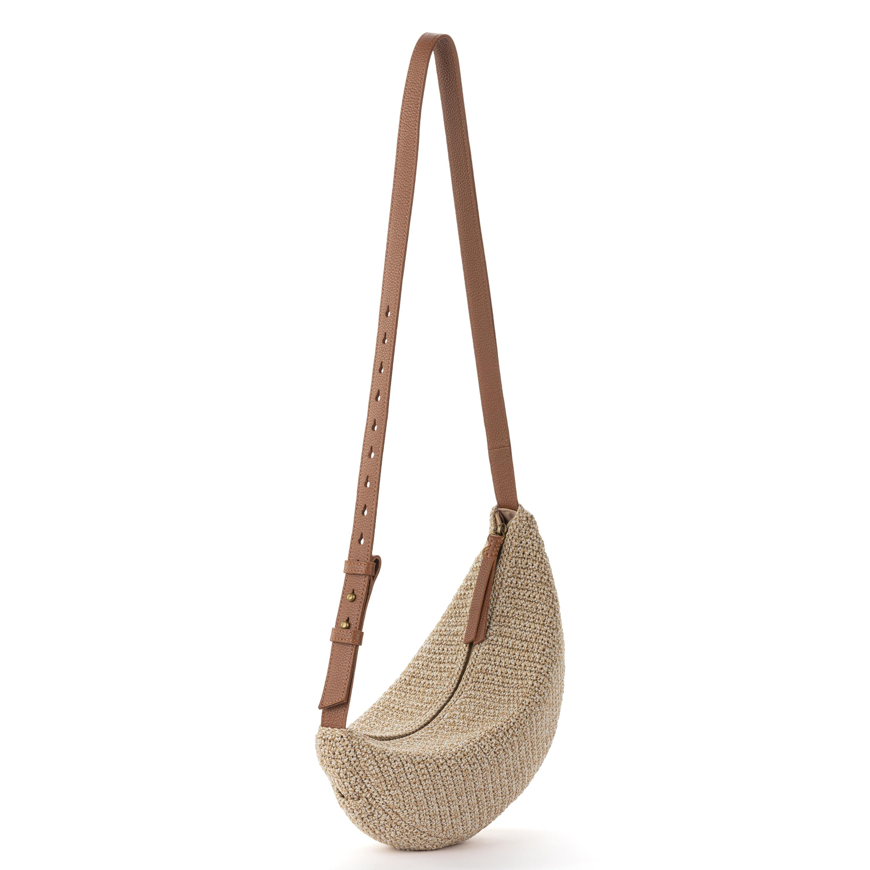 Handmade Crochet Tess Large Sling Bag - Eco-Friendly Bamboo Fiber Crossbody Purse for Women, Perfect for Travel, Shopping & Everyday Use