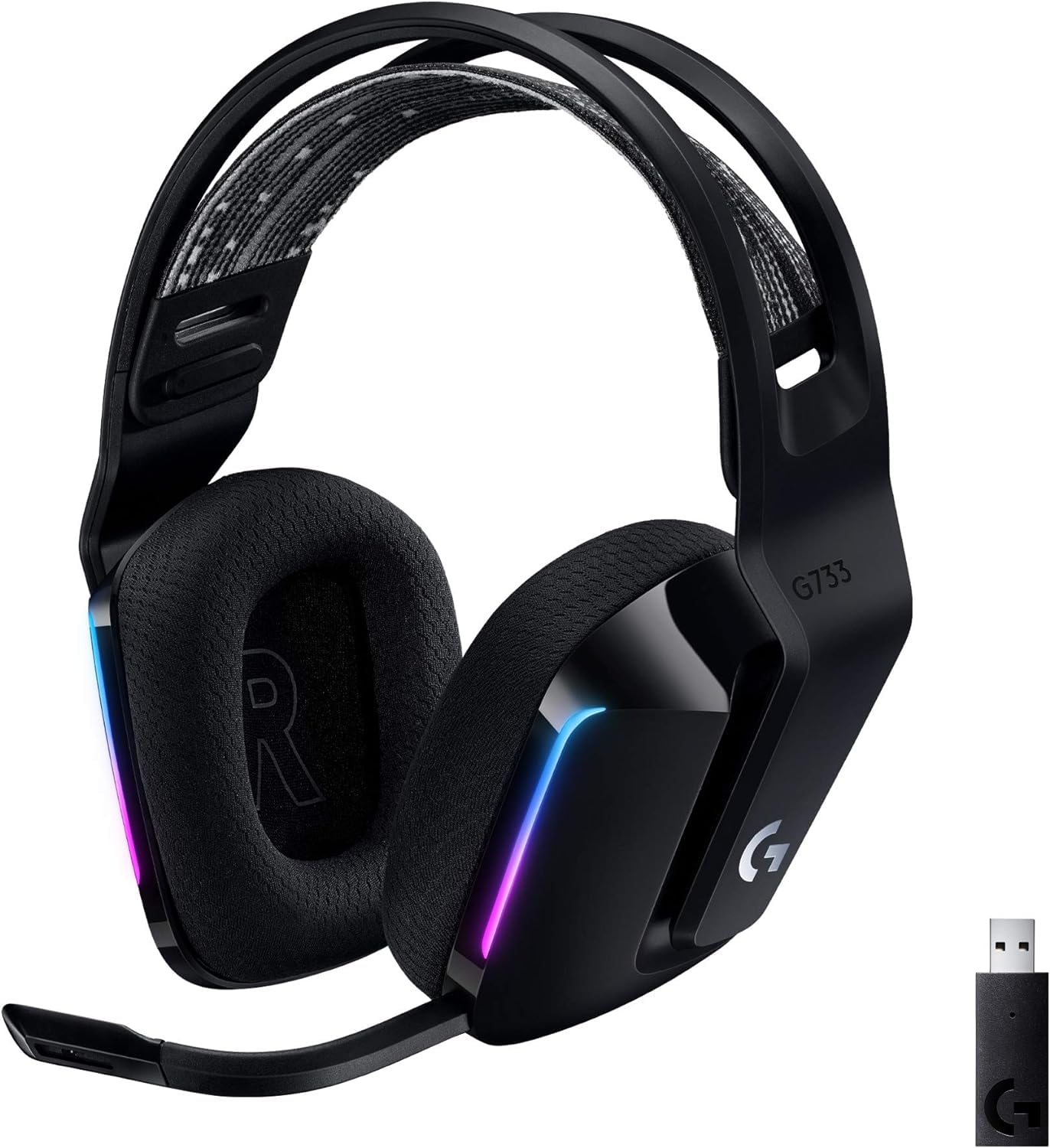 G733 Wireless Gaming Headset with Microphone - Over-Ear Headphones with 7.1 Surround Sound & Noise Cancelling - PRO-G Audio Drivers for PC, PS5, Xbox - Perfect for FPS, Streaming & Online Gaming (Black)