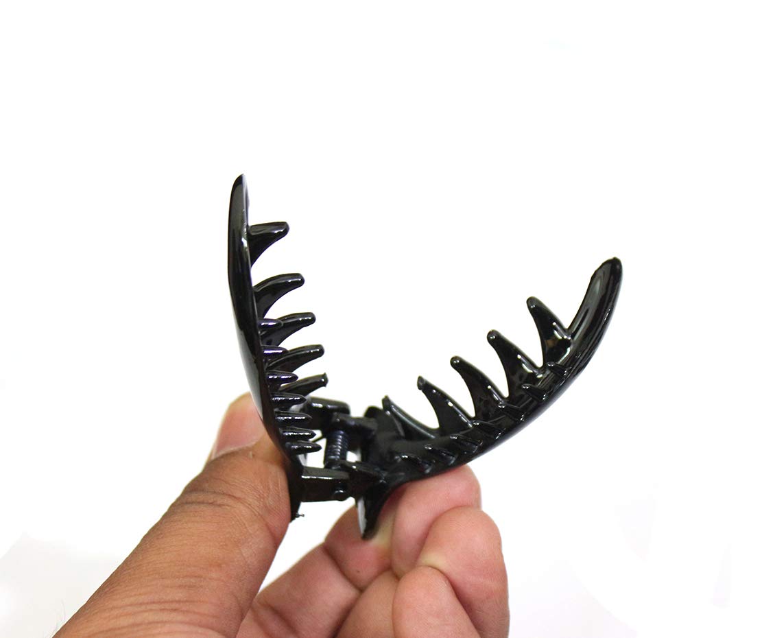Kalaneet Black Banana Hair Clips for Women & Girls - 2 Pack | Non-Slip Hair Accessories for School, Work, and Everyday Styling