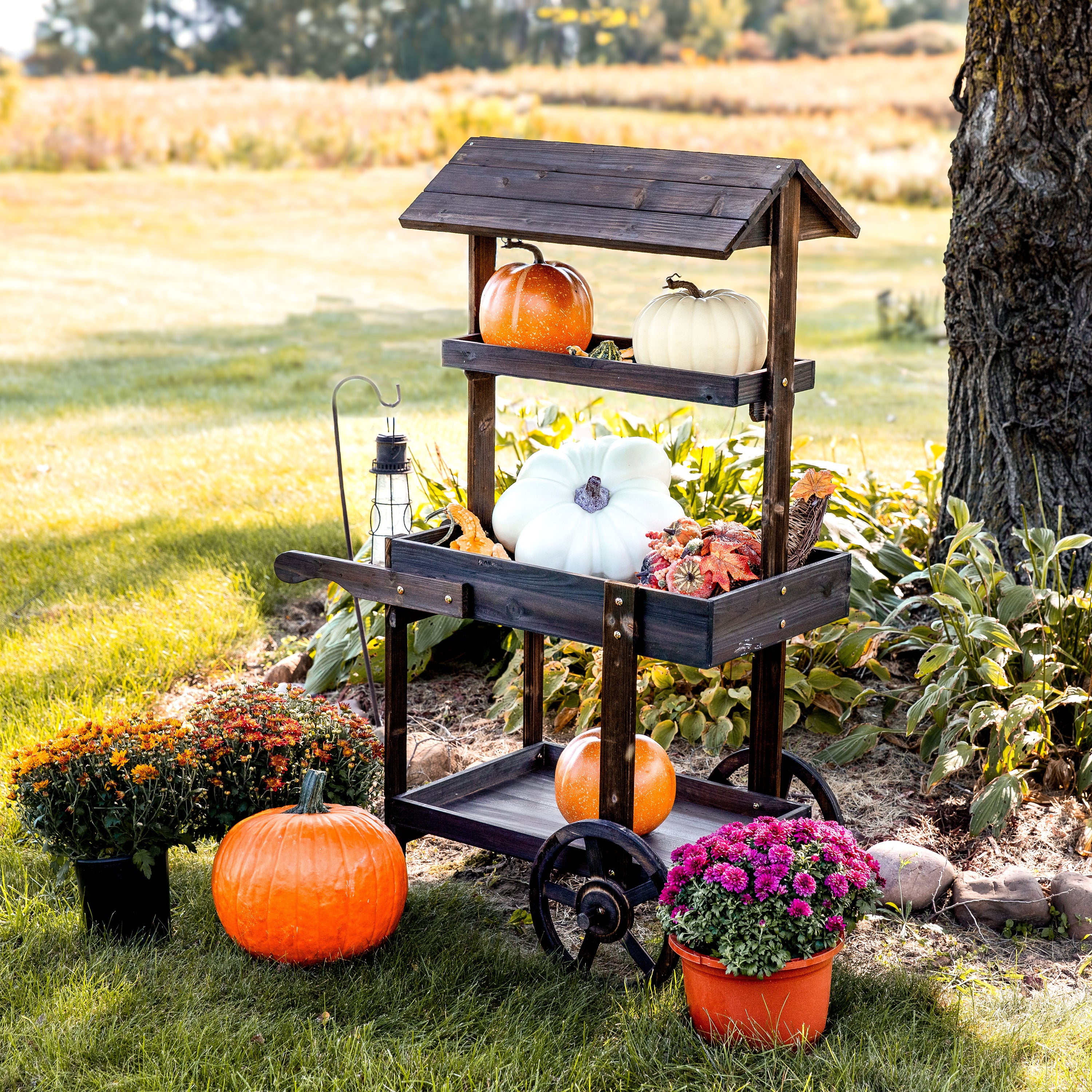 Sunnydaze Country Market Flower Cart Display Stand - 49.25