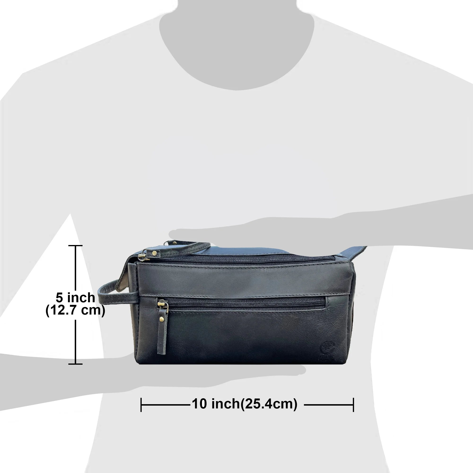 Premium Men's Leather Toiletry Bag - Waterproof Travel Cosmetic Organizer (Black) | Perfect for Business Trips, Gym & Weekend Getaways