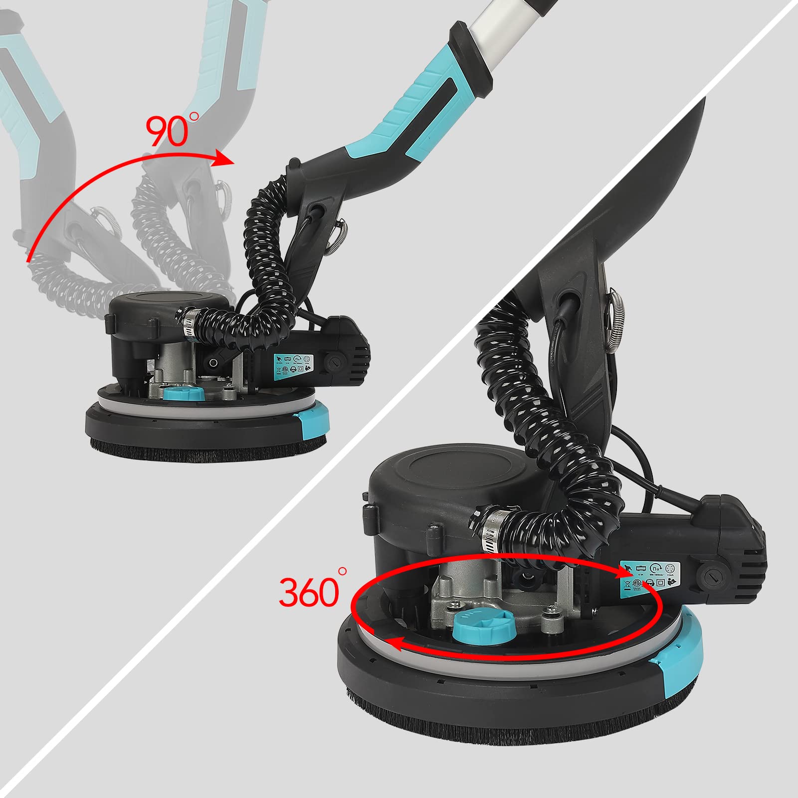750W Electric Drywall Sander with Vacuum Attachment - Telescopic Foldable Pole Sander, 7-Speed Adjustable for Ceiling & Wall Sanding, Popcorn Texture Removal Tool with LED Light - Perfect for Home Renovation, Drywall Repair and Professional Construction Projects