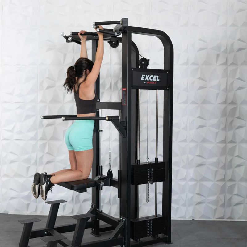 Muscle D Excel Assisted Chin Up Dip Bar - Home Gym Equipment for Strength Training & Pull Up Exercises | Perfect for Home Workouts & Fitness Enthusiasts
