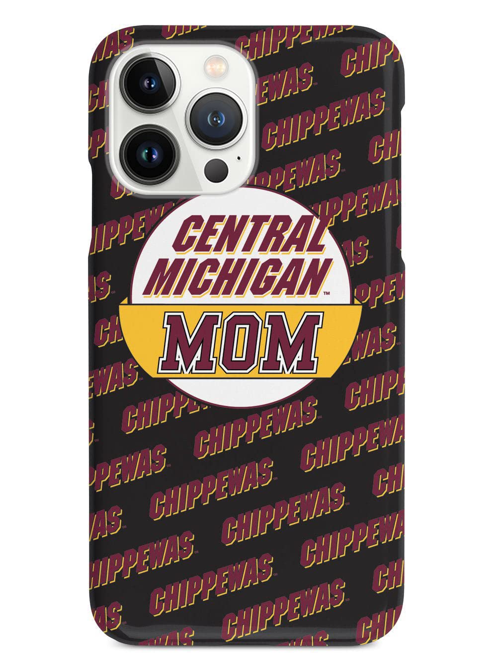3D Textured iPhone 15 Pro Max Case - Shockproof Rubber Bumper Cover - Protective Phone Case for Apple iPhone 15 Pro Max - Central Michigan Chippewas Design - Perfect Gift for College Moms & Students - Durable Protection for Everyday Use, Work & School