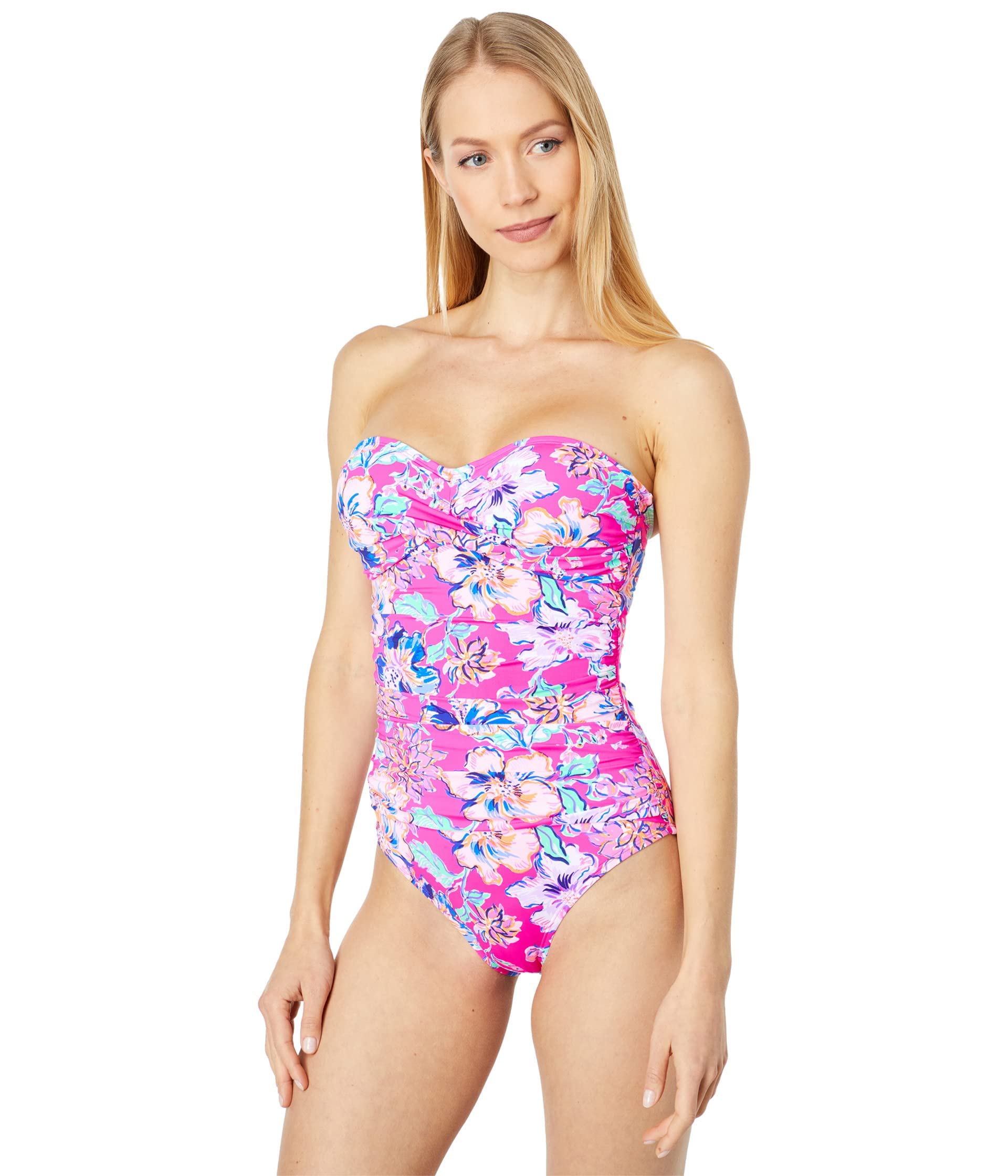 Lilly Pulitzer Flamenco One-Piece Swimsuit - Pink Isle Last Bud Not Least Size 8 | Women's Floral Print Bathing Suit for Beach Vacation & Pool Party