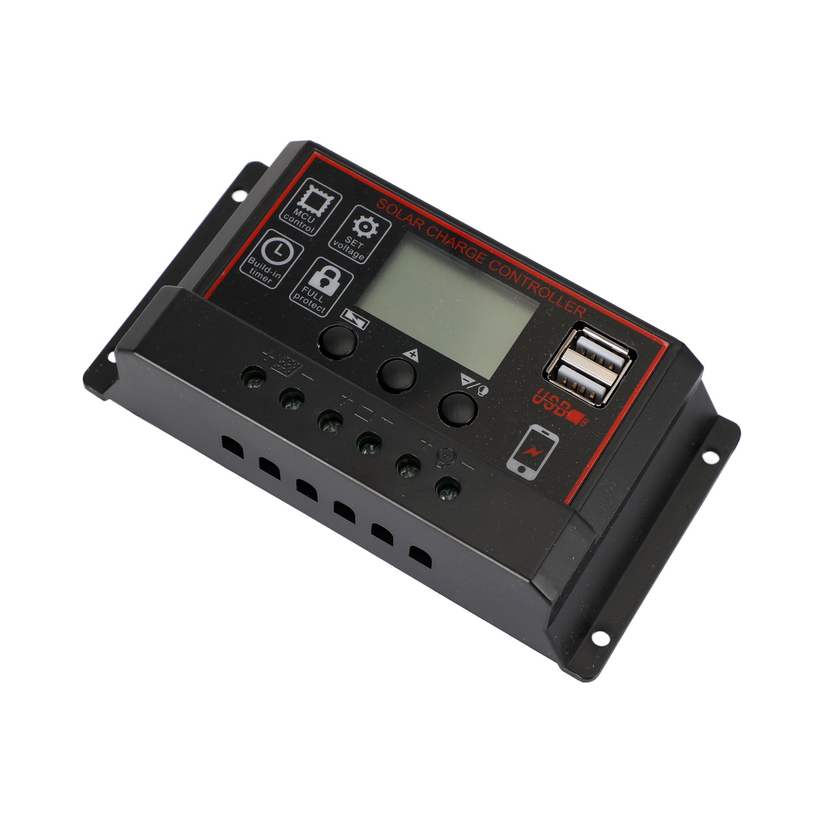 10A/20A/30A Solar Charge Controller with PWM & LCD Display - Dual USB Ports for 12V/24V Solar Panels - Perfect for RV, Boat, Off-Grid & Home Solar Systems